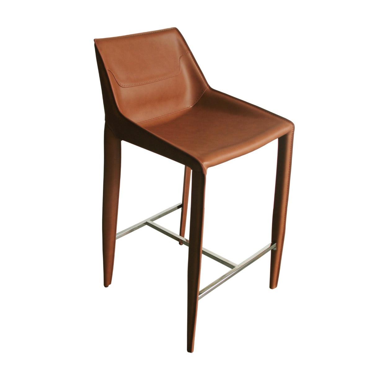 Modrest Halo Modern Saddle Leather Counter Stool