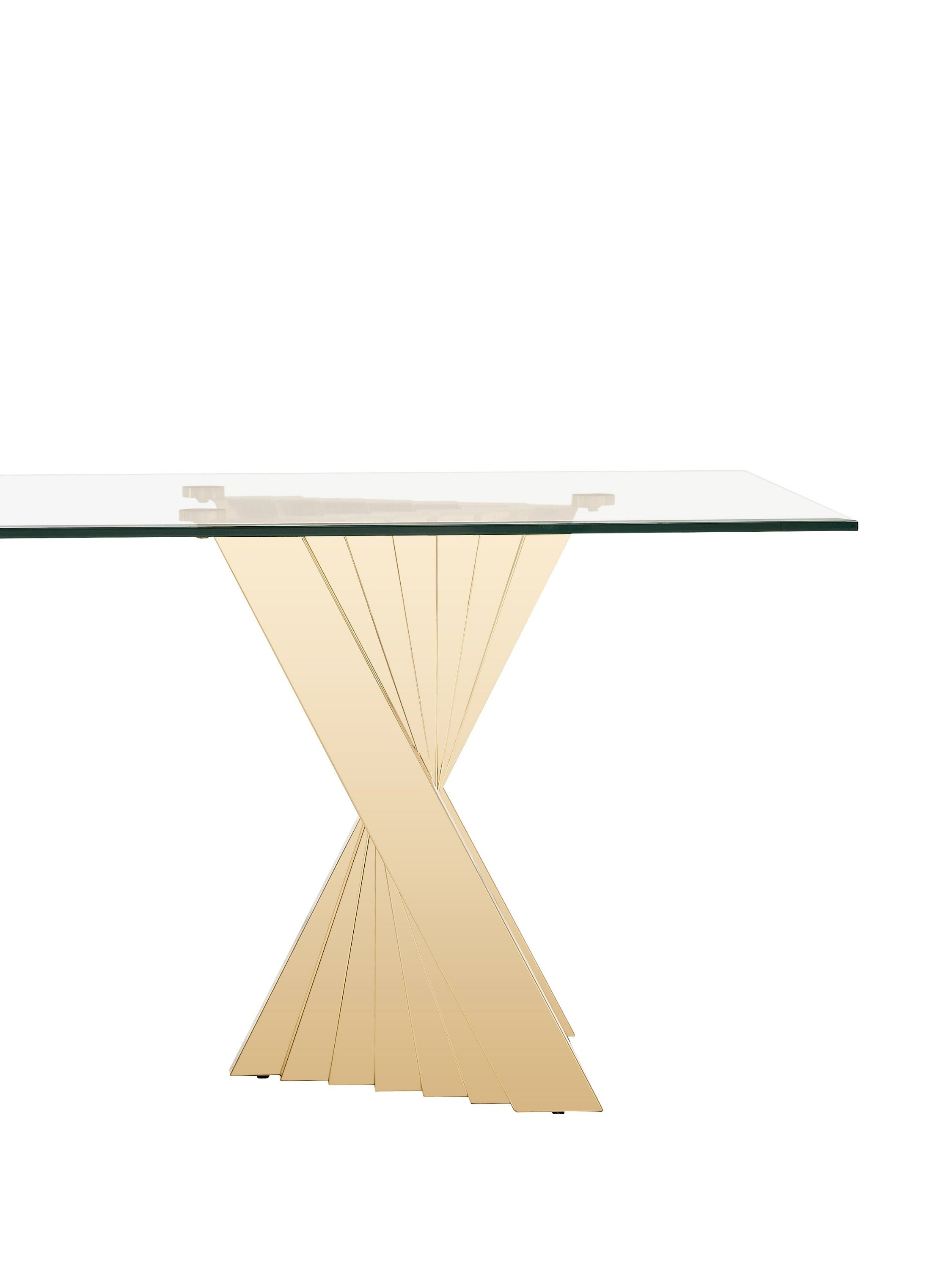 Buquet Glam Glass and Champagne Rectangular Dining Table
