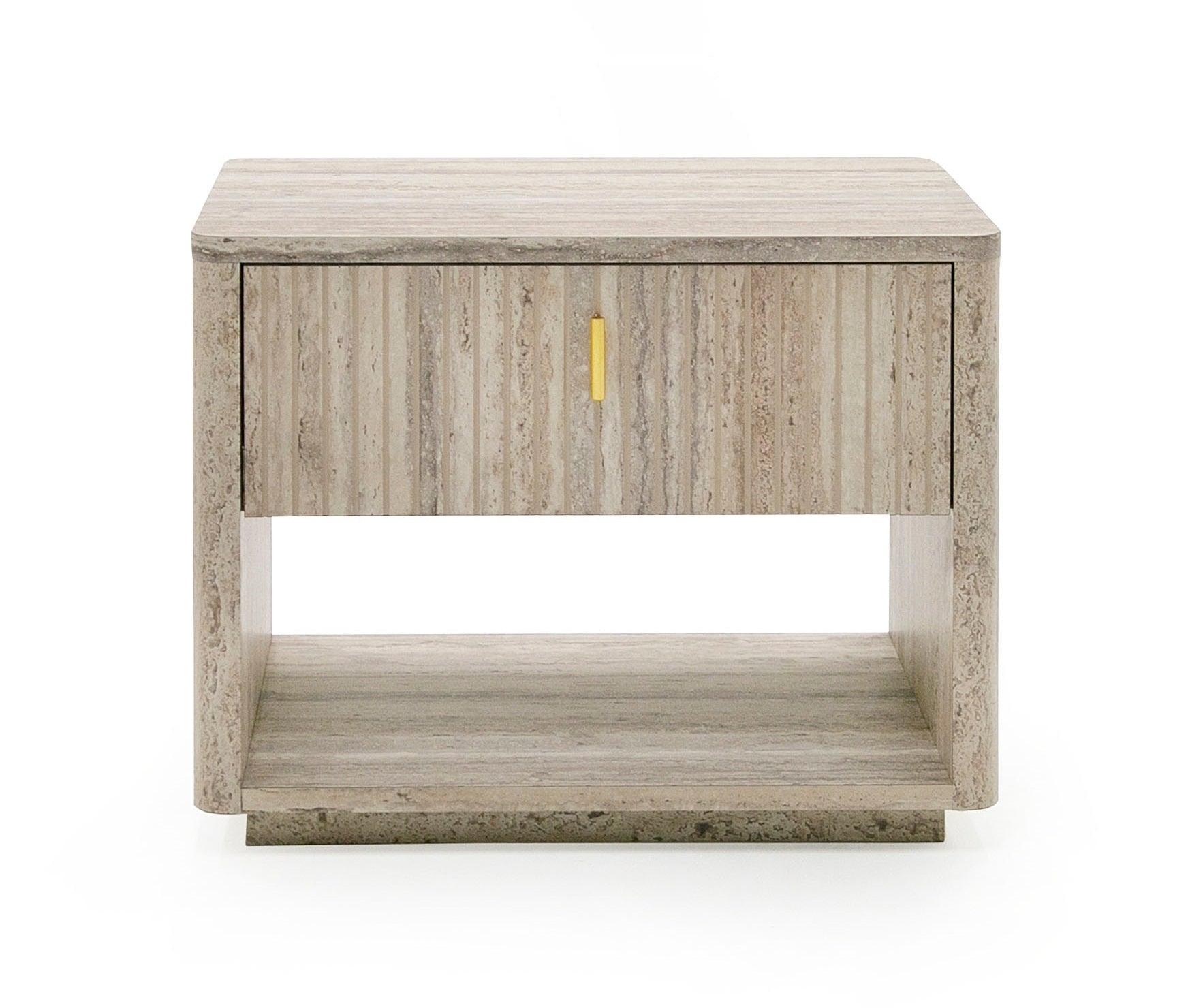 Roma Modern Faux Travertine Nightstand