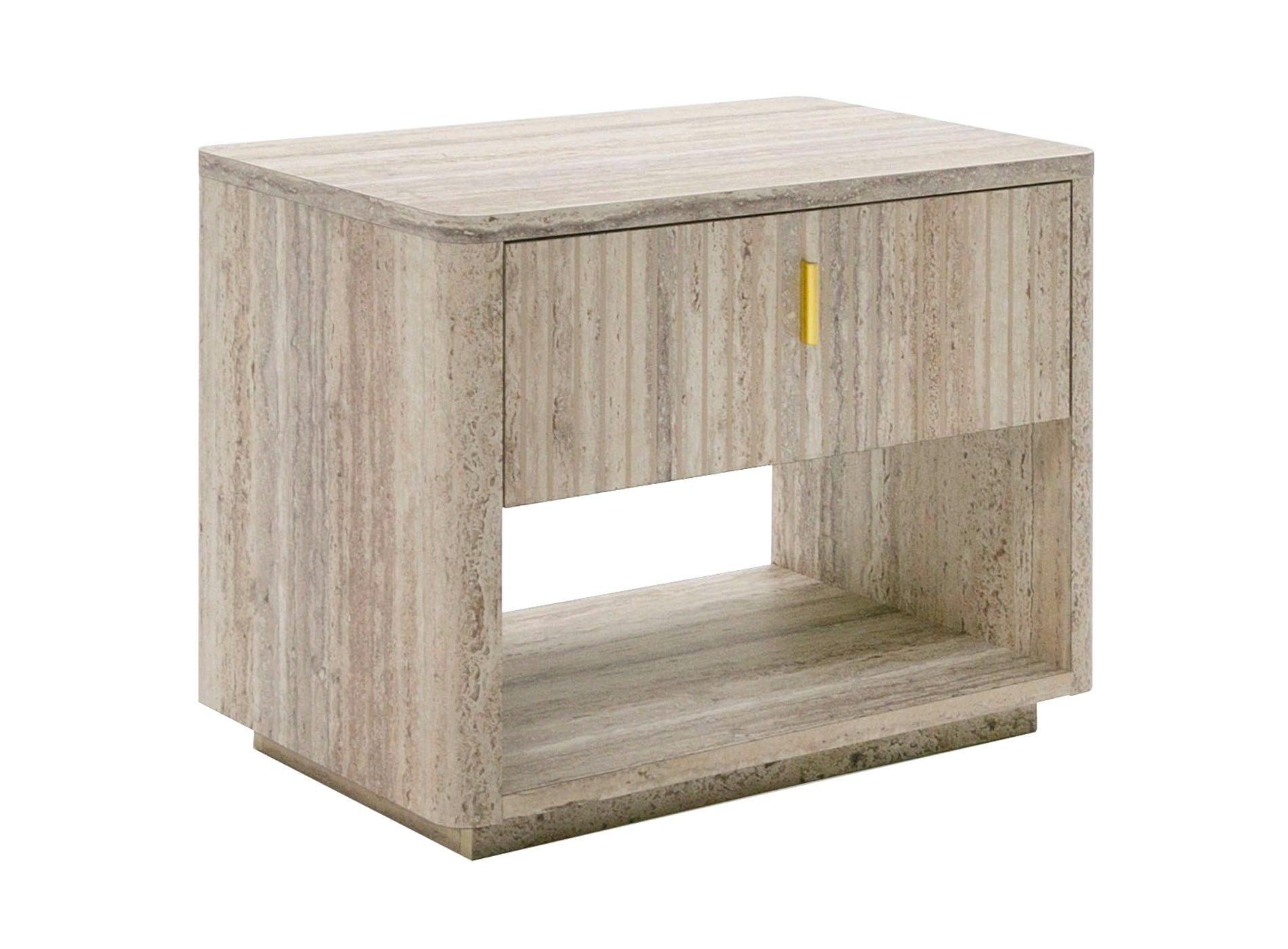 Roma Modern Faux Travertine Nightstand