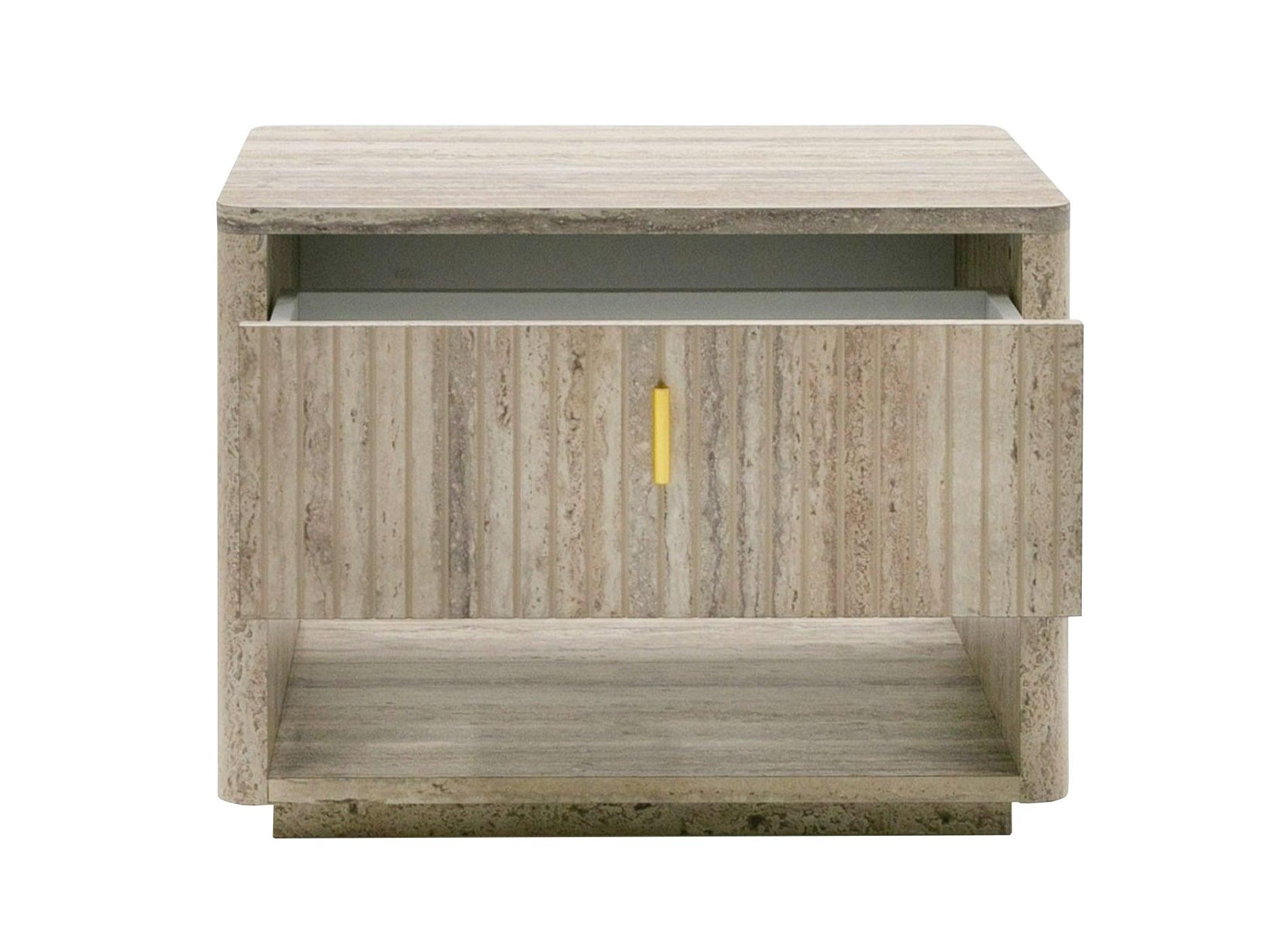 Roma Modern Faux Travertine Nightstand