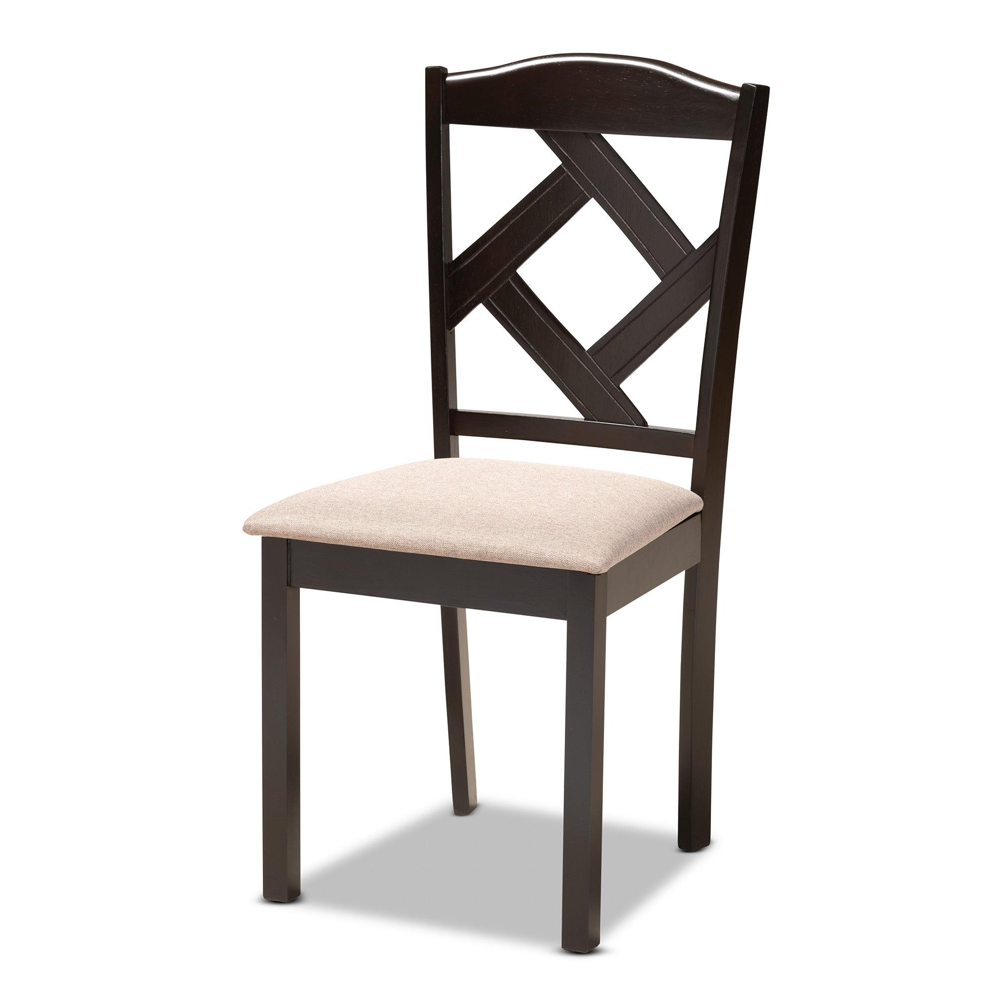 Morigan Sand Fabric Upholstered and Finished Wood 5-Piece Dining Set