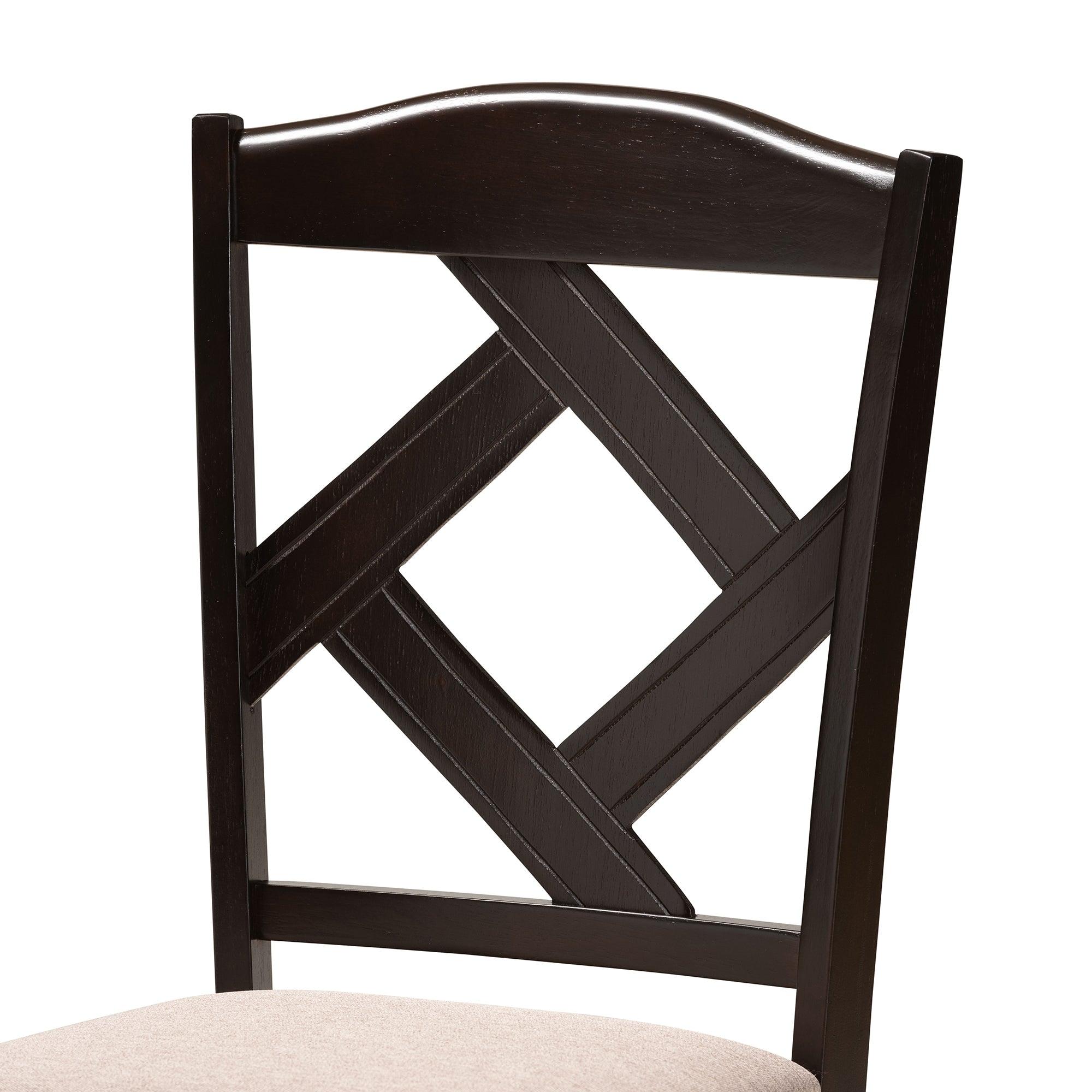 Morigan Sand Fabric Upholstered and Finished Wood 5-Piece Dining Set