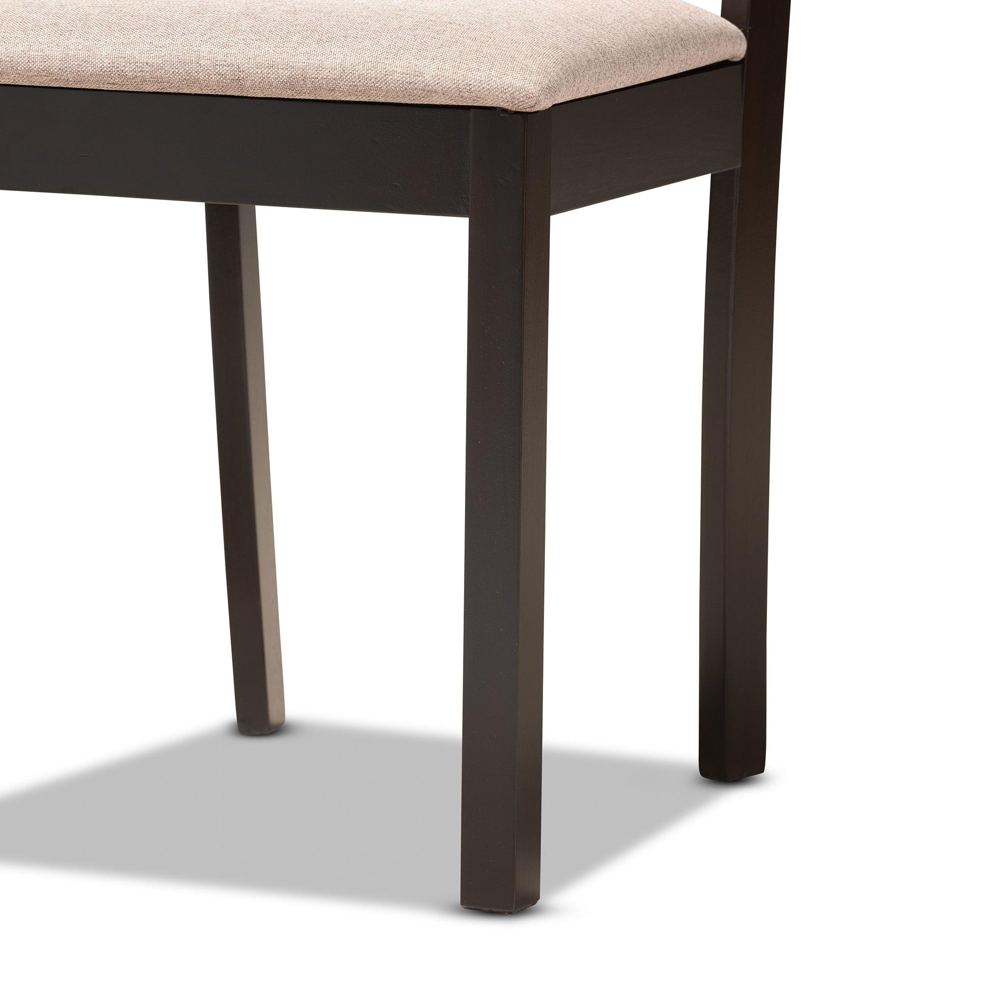 Morigan Sand Fabric Upholstered and Finished Wood 5-Piece Dining Set