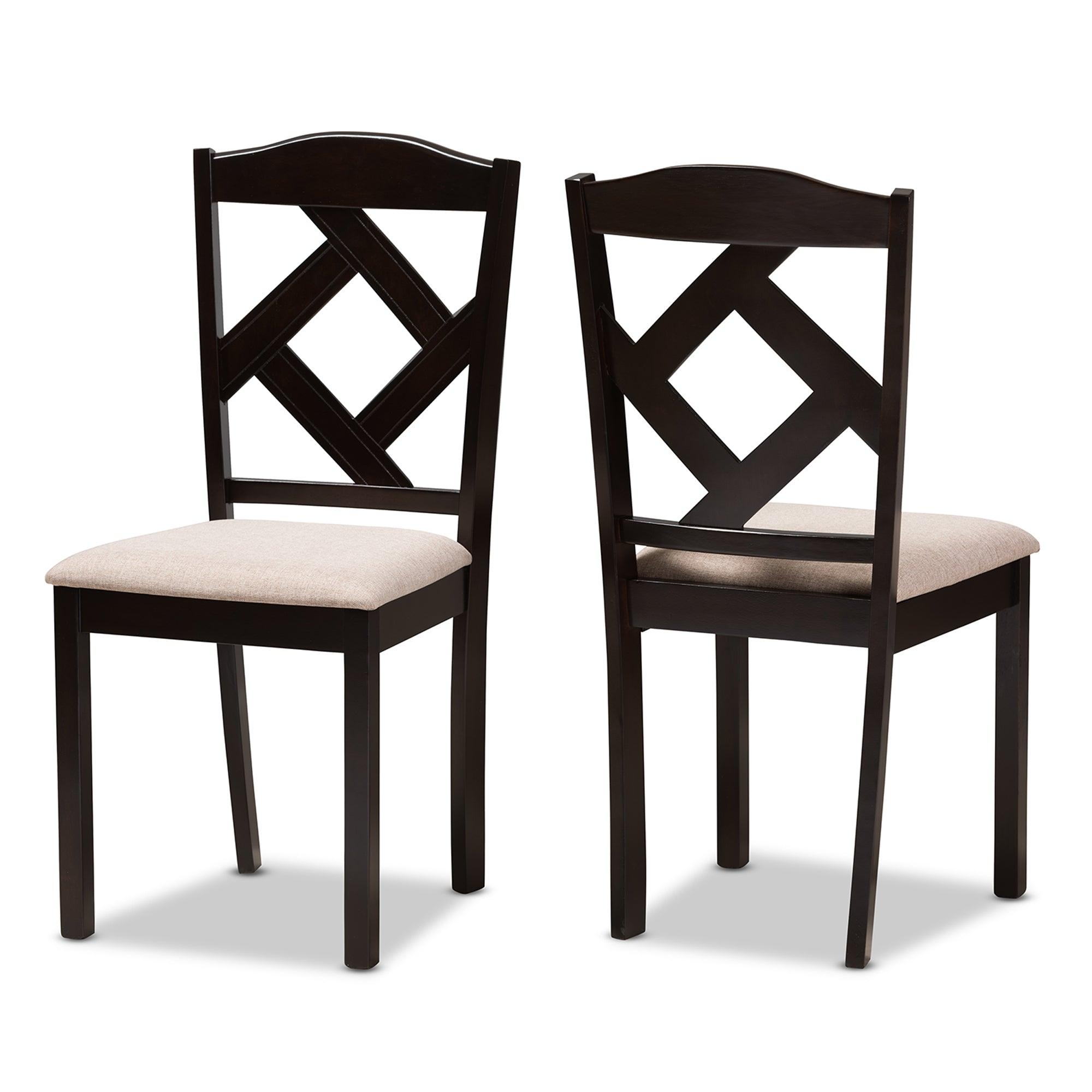 Ruth Modern and Contemporary Fabric Upholstered and Finished 5-Piece Dining Set