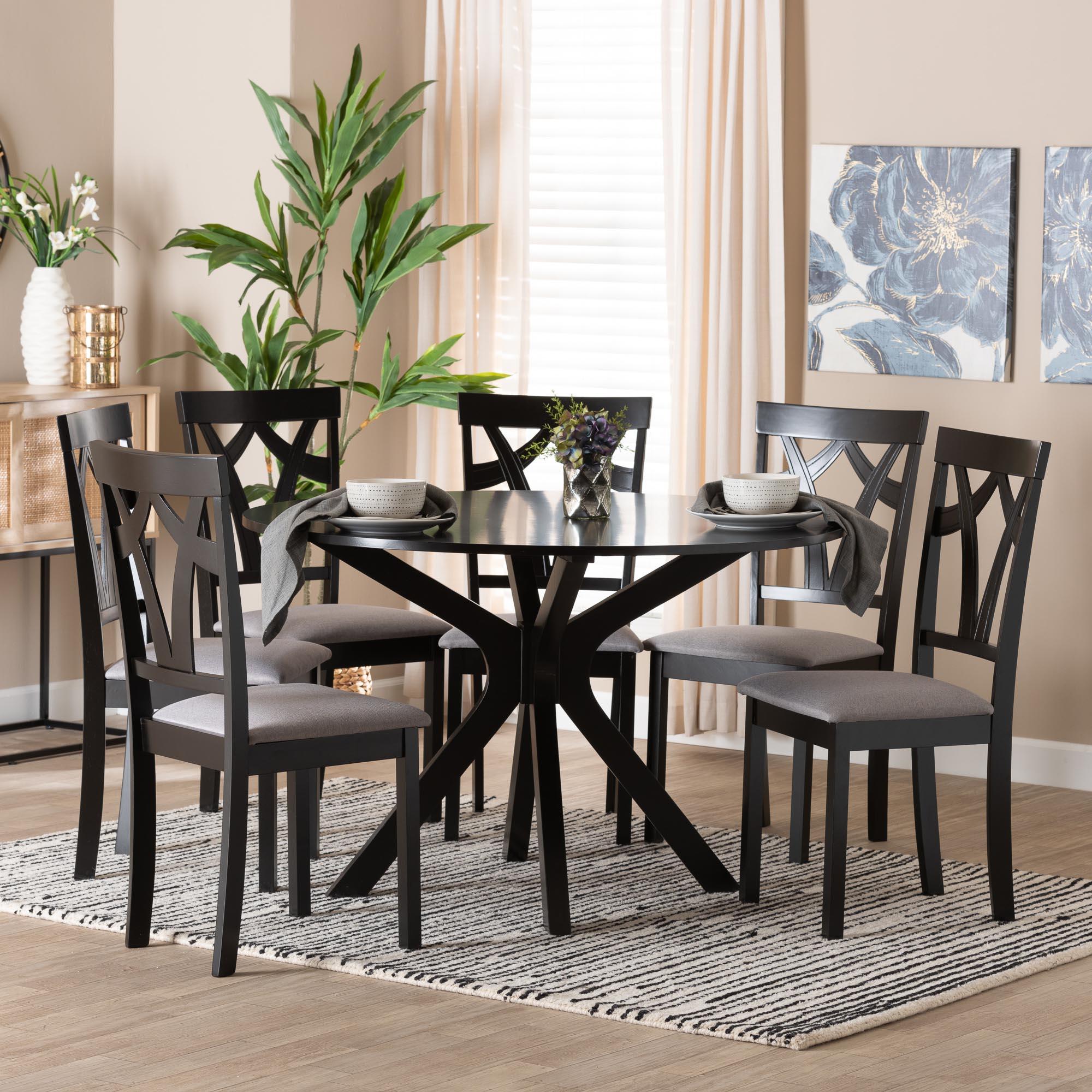 Luise Modern Fabric and Finished Wood 7-Piece Dining Set