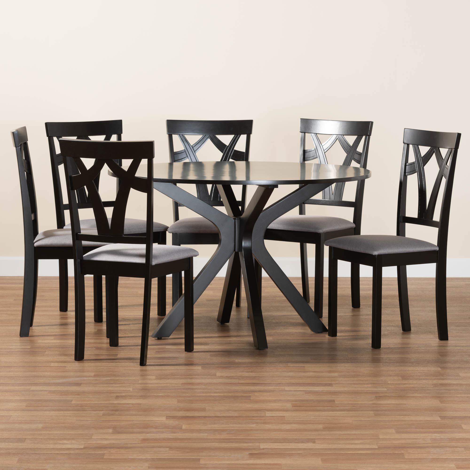 Luise Modern Fabric and Finished Wood 7-Piece Dining Set