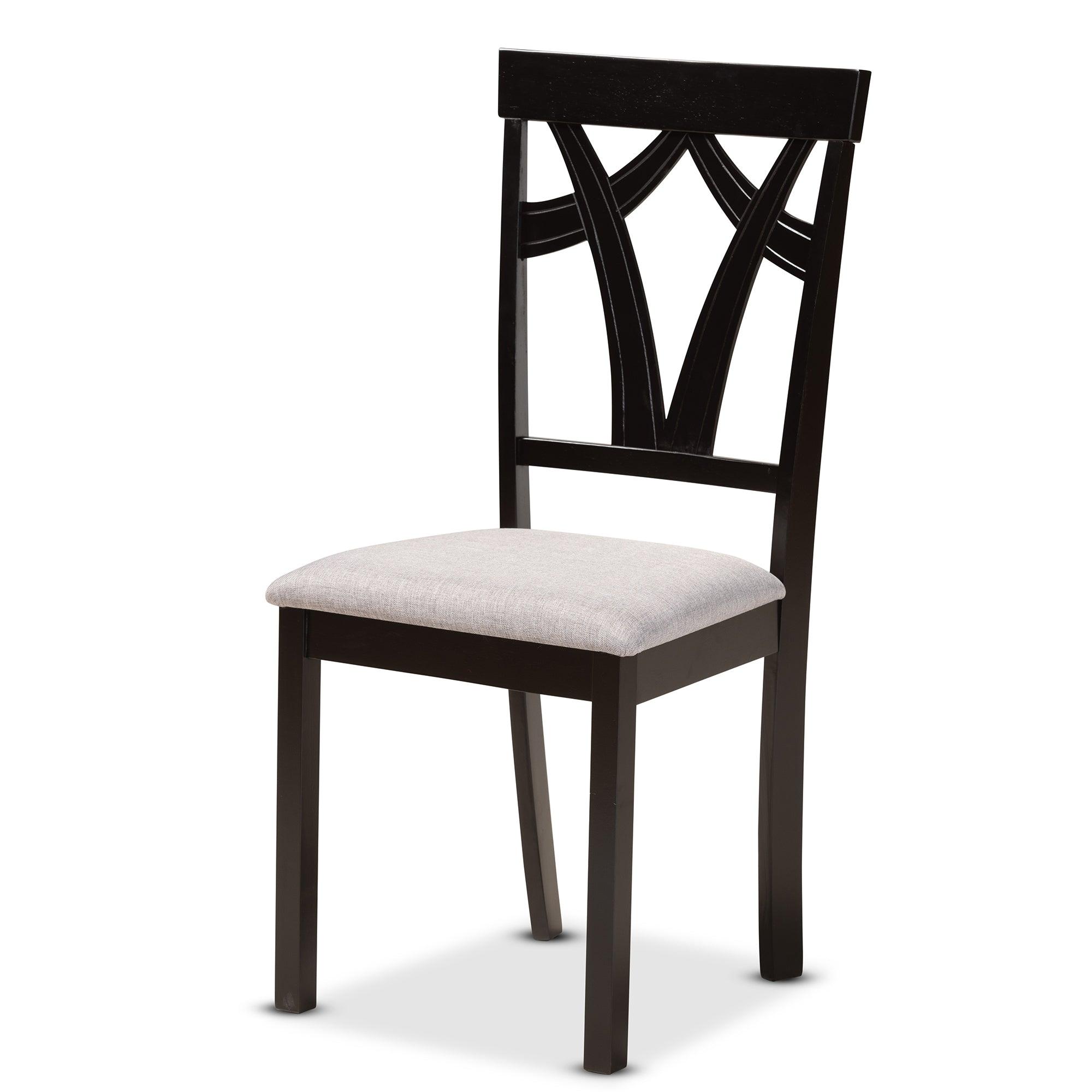 Telma Modern and Contemporary Fabric Upholstered and Finished Wood 5-Piece Dining Set