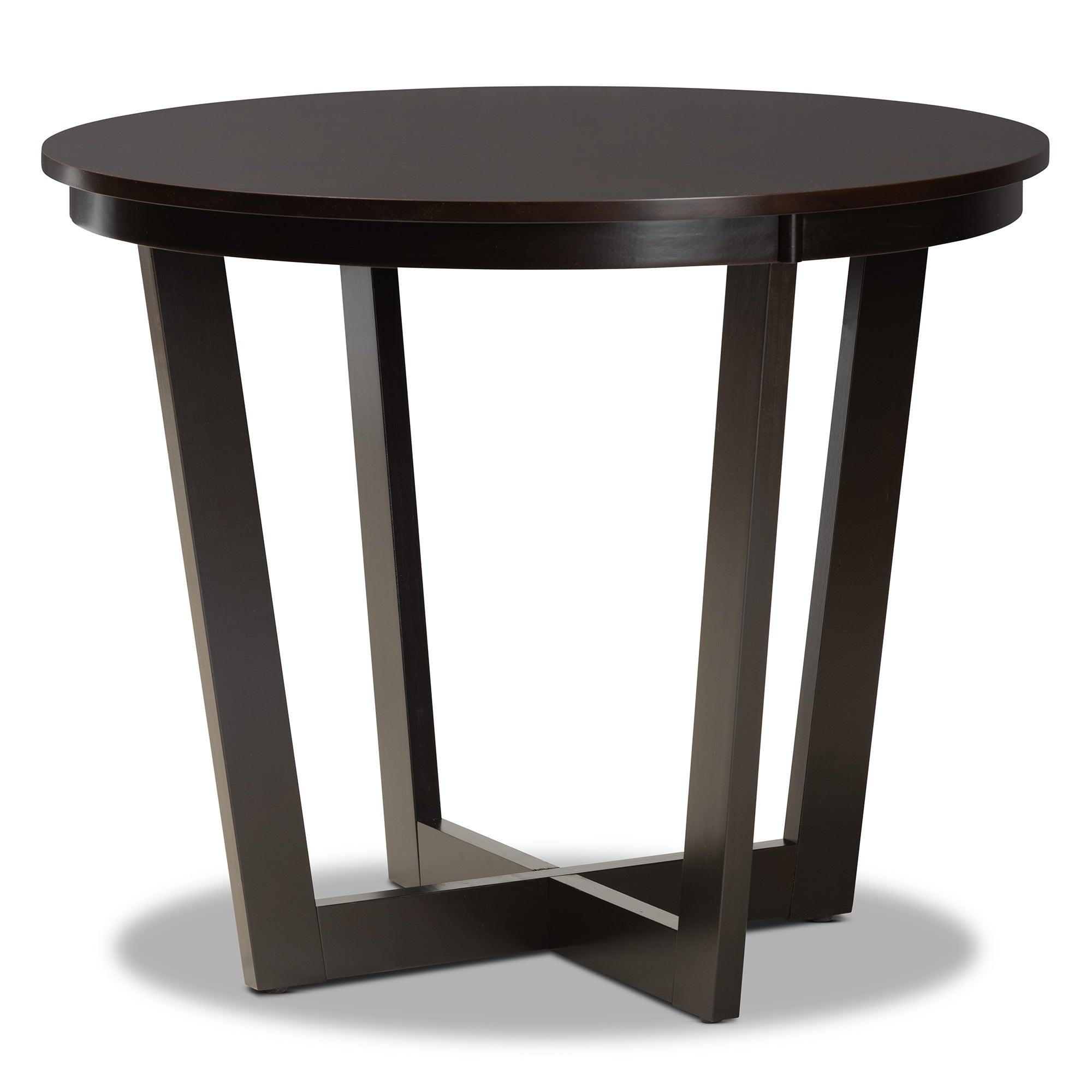 Telma Modern and Contemporary Fabric Upholstered and Finished Wood 5-Piece Dining Set