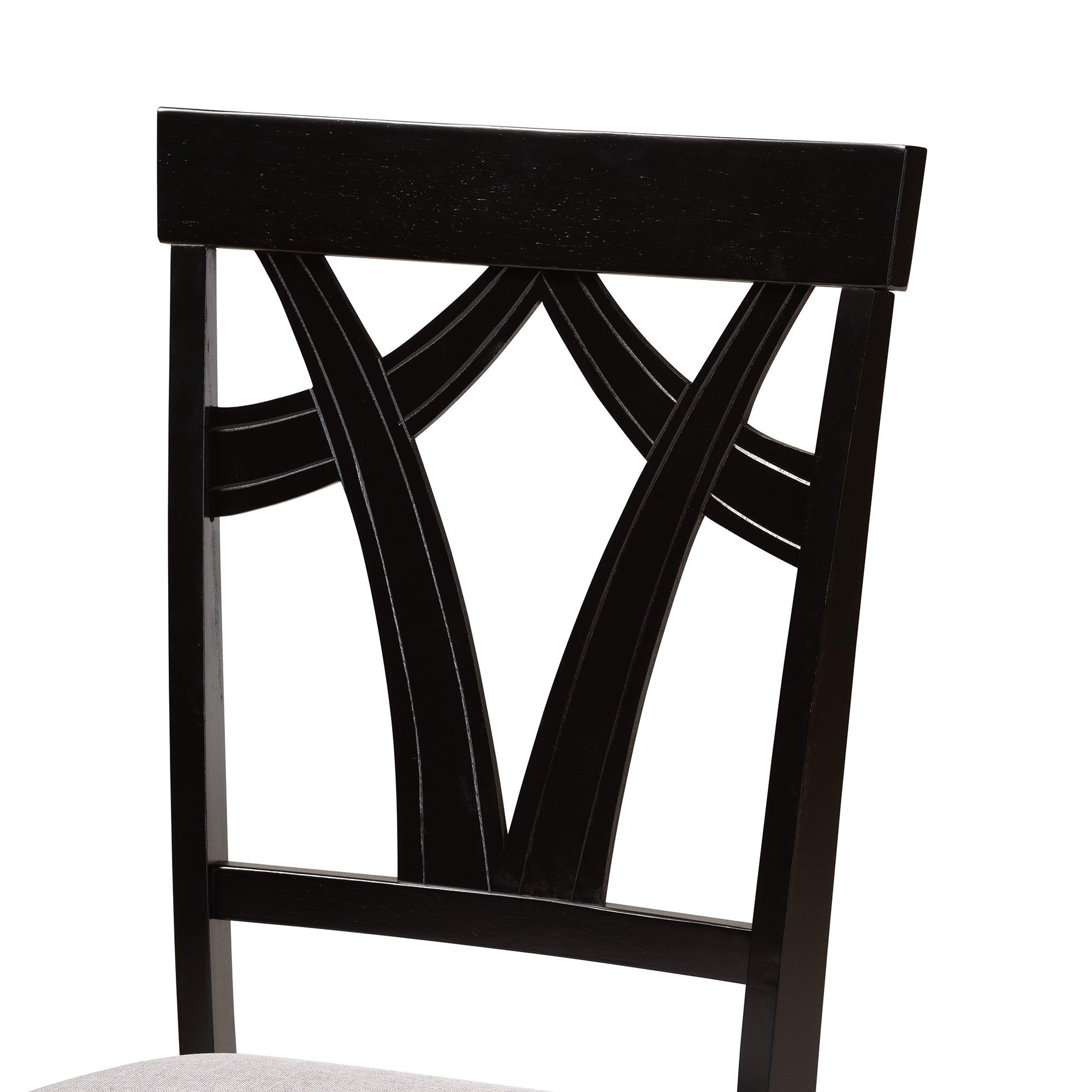 Telma Modern and Contemporary Fabric Upholstered and Finished Wood 5-Piece Dining Set