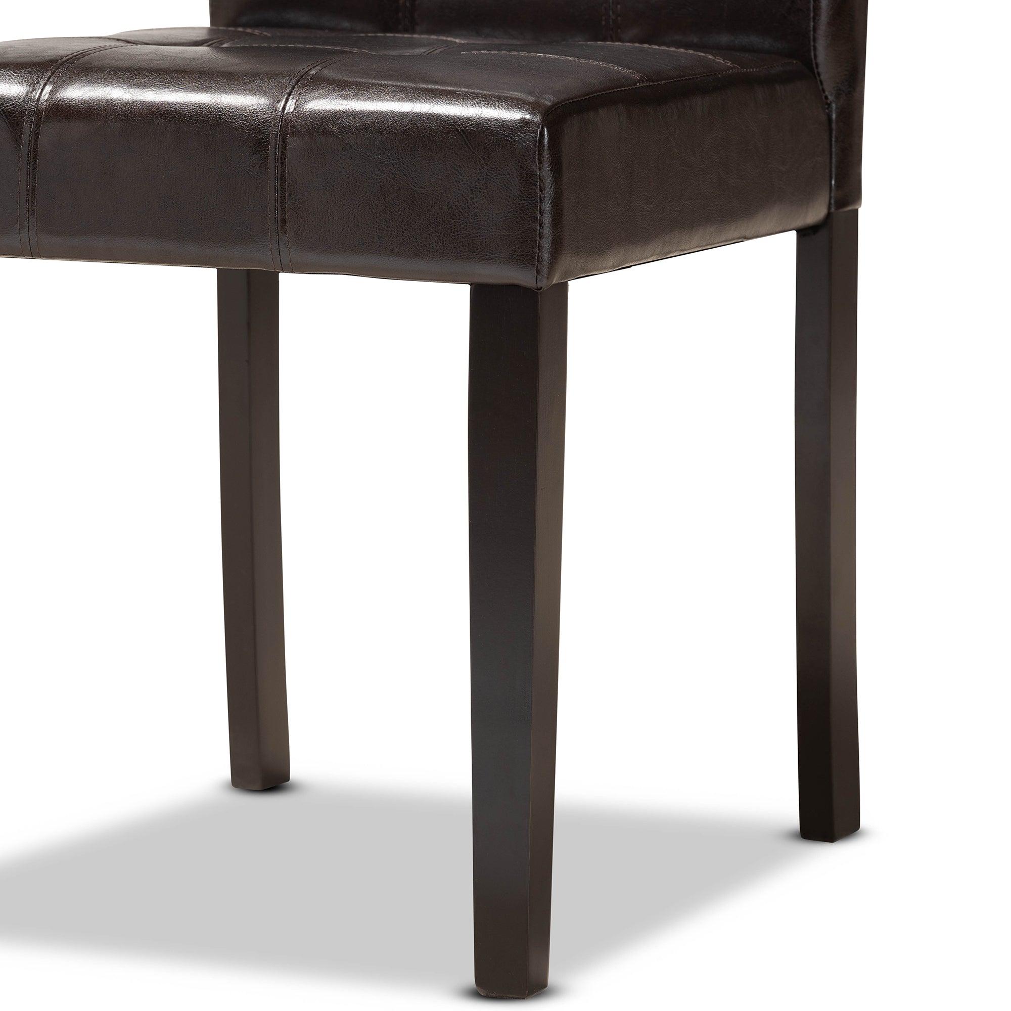 Marie Modern and Contemporary Faux Leather Upholstered and Finished Wood 7-Piece Dining Set