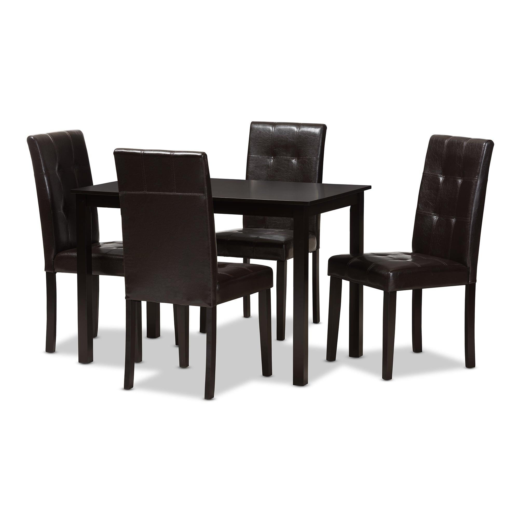 Avery Modern and Contemporary Faux Leather Upholstered 5-Piece Dining Set