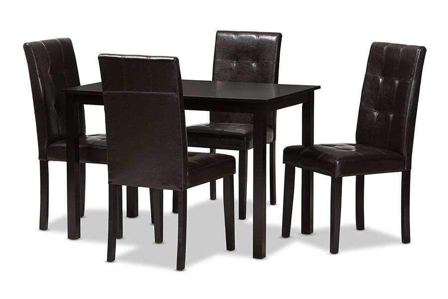 Avery Modern and Contemporary Faux Leather Upholstered 5-Piece Dining Set