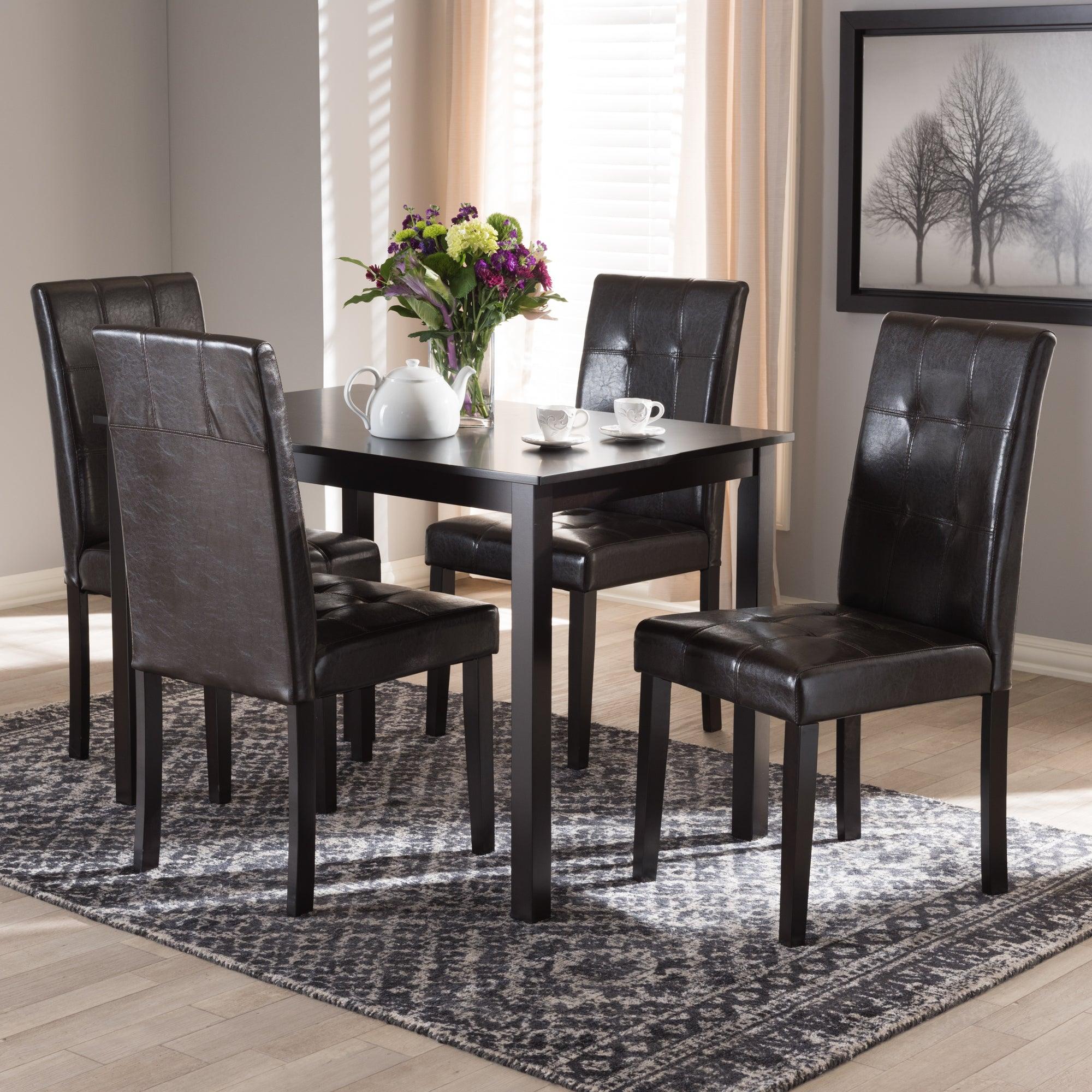 Avery Modern and Contemporary Faux Leather Upholstered 5-Piece Dining Set