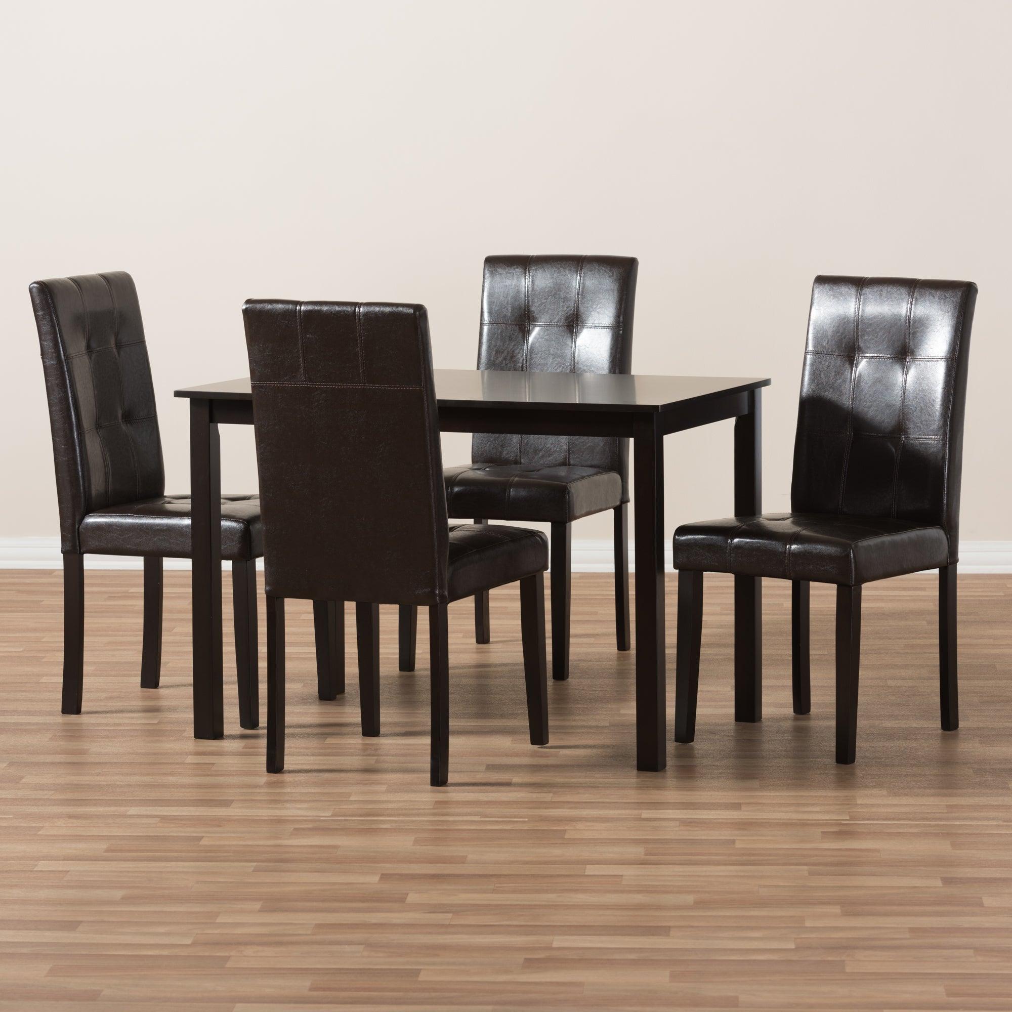 Avery Modern and Contemporary Faux Leather Upholstered 5-Piece Dining Set