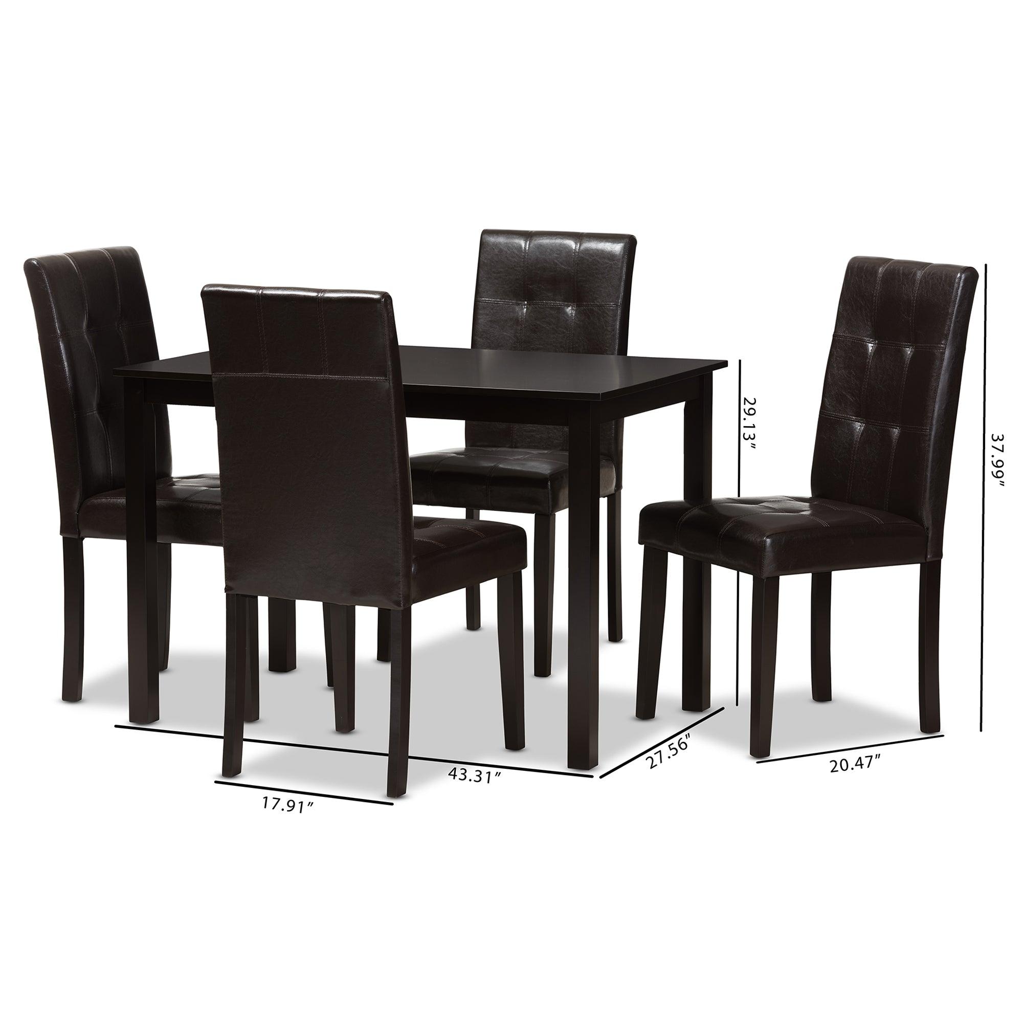 Avery Modern and Contemporary Faux Leather Upholstered 5-Piece Dining Set