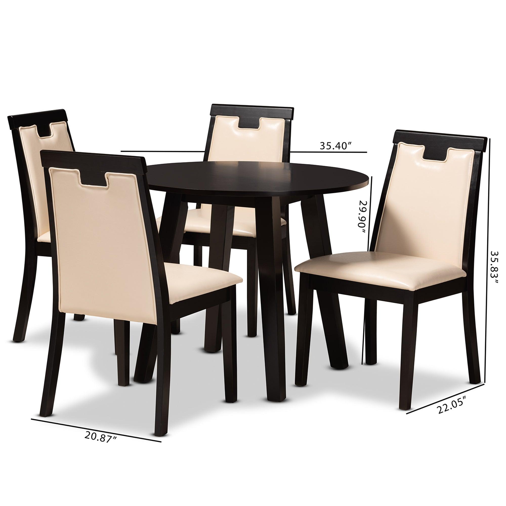 Ryan Modern and Contemporary Faux Leather Upholstered and Finished Wood 5-Piece Dining Set