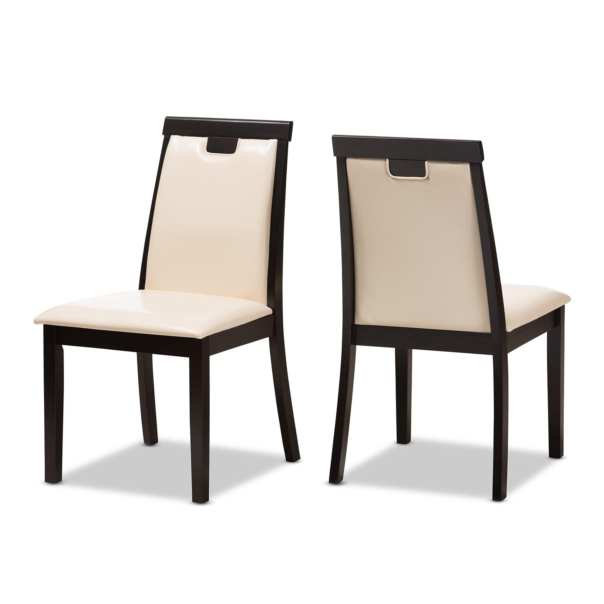 Evelyn Modern and Contemporary Faux Leather Upholstered and Finished 5-Piece Dining Set