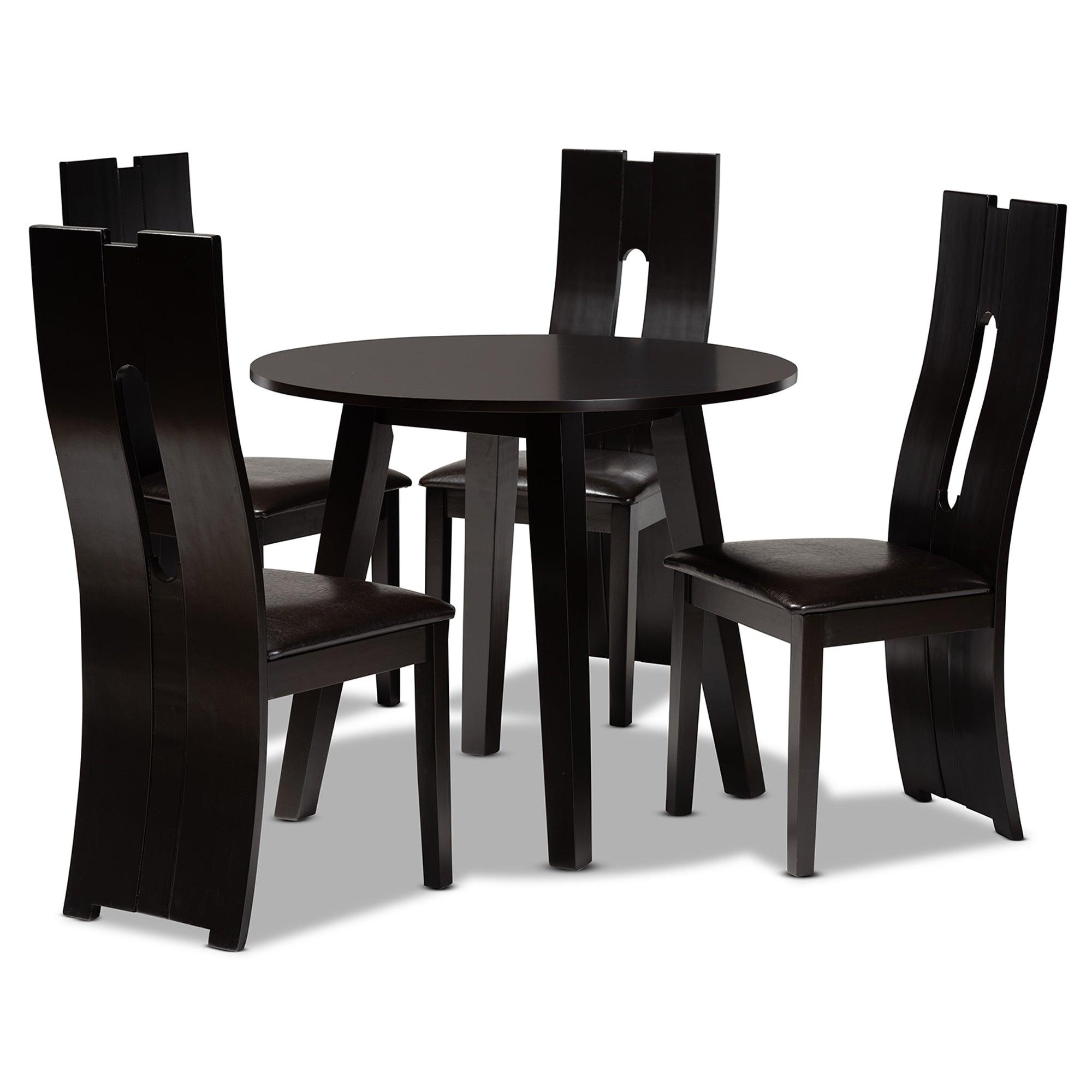 Torin Modern and Contemporary Faux Leather Upholstered and Finished Wood 5-Piece Dining Set