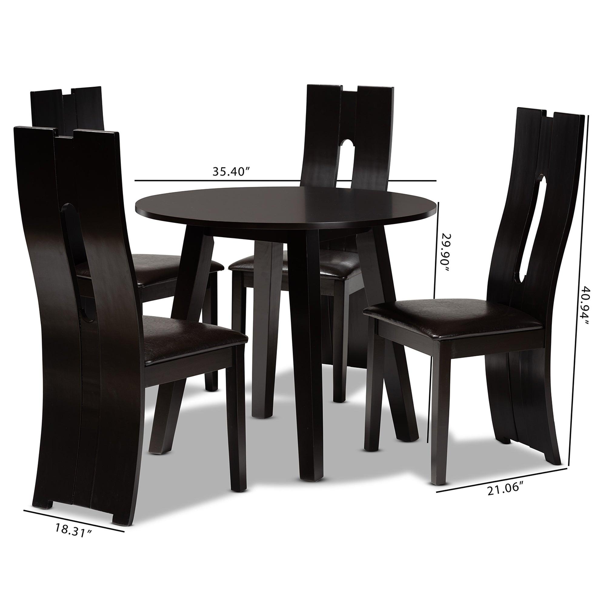 Torin Modern and Contemporary Faux Leather Upholstered and Finished Wood 5-Piece Dining Set