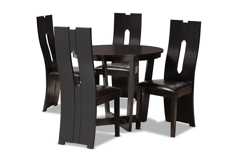 Sorley Modern and Contemporary Faux Leather Upholstered and Finished Wood 5-Piece Dining Set