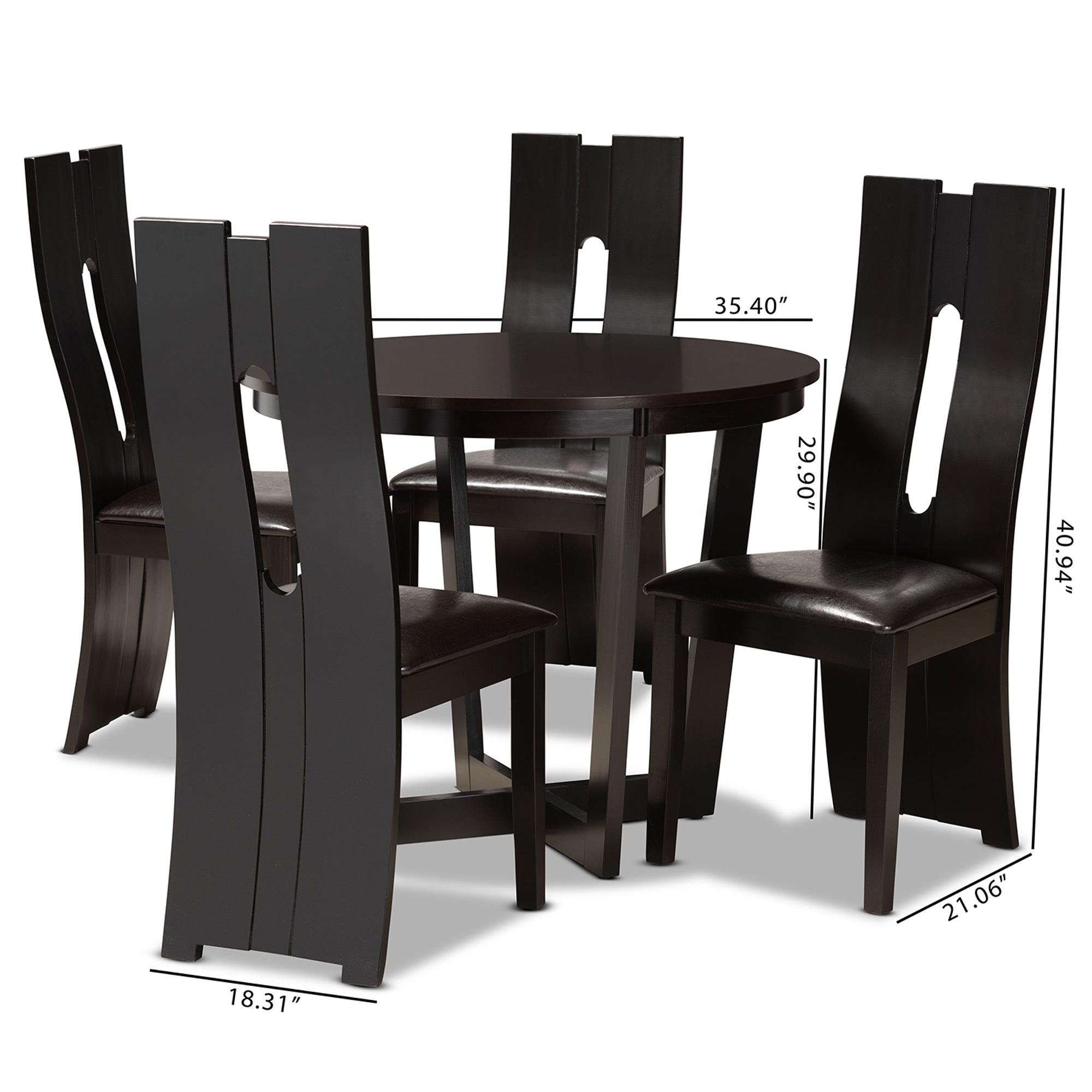 Sorley Modern and Contemporary Faux Leather Upholstered and Finished Wood 5-Piece Dining Set