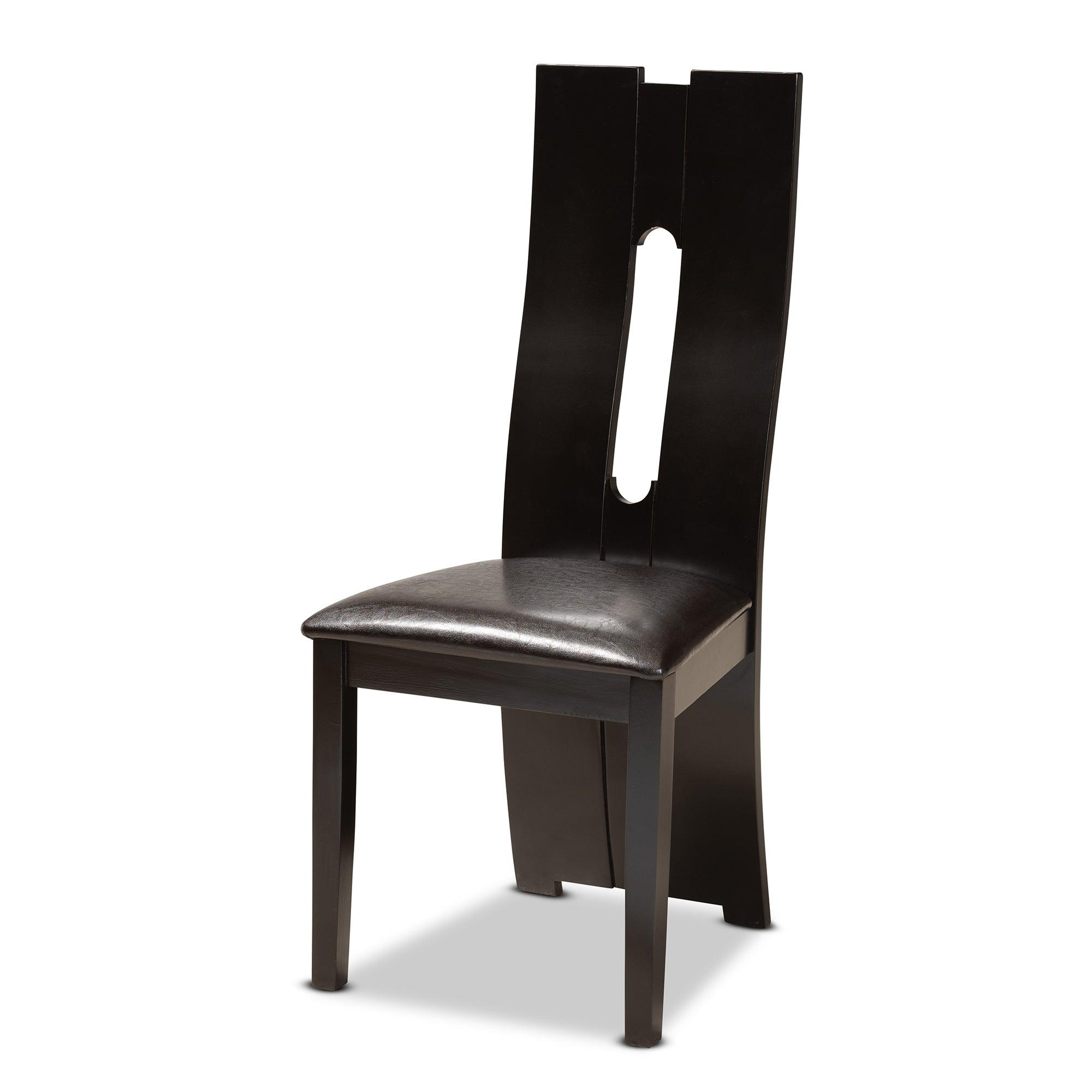 Senan Modern and Contemporary Faux Leather Upholstered and Finished Wood 5-Piece Dining Set