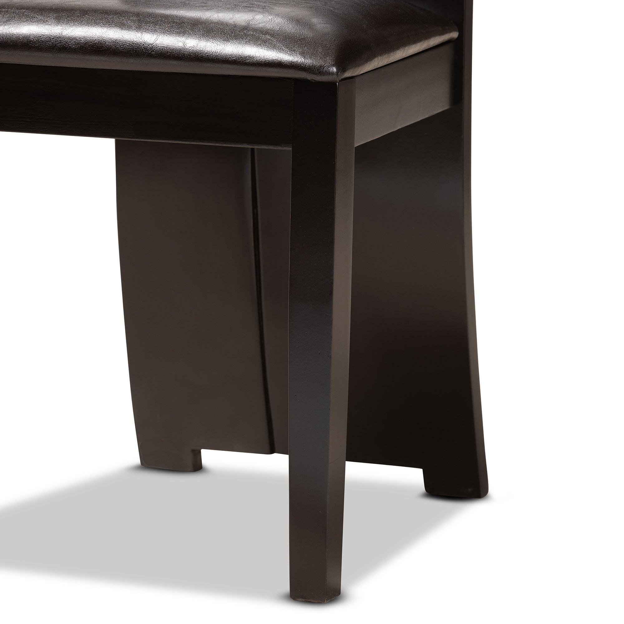 Senan Modern and Contemporary Faux Leather Upholstered and Finished Wood 5-Piece Dining Set