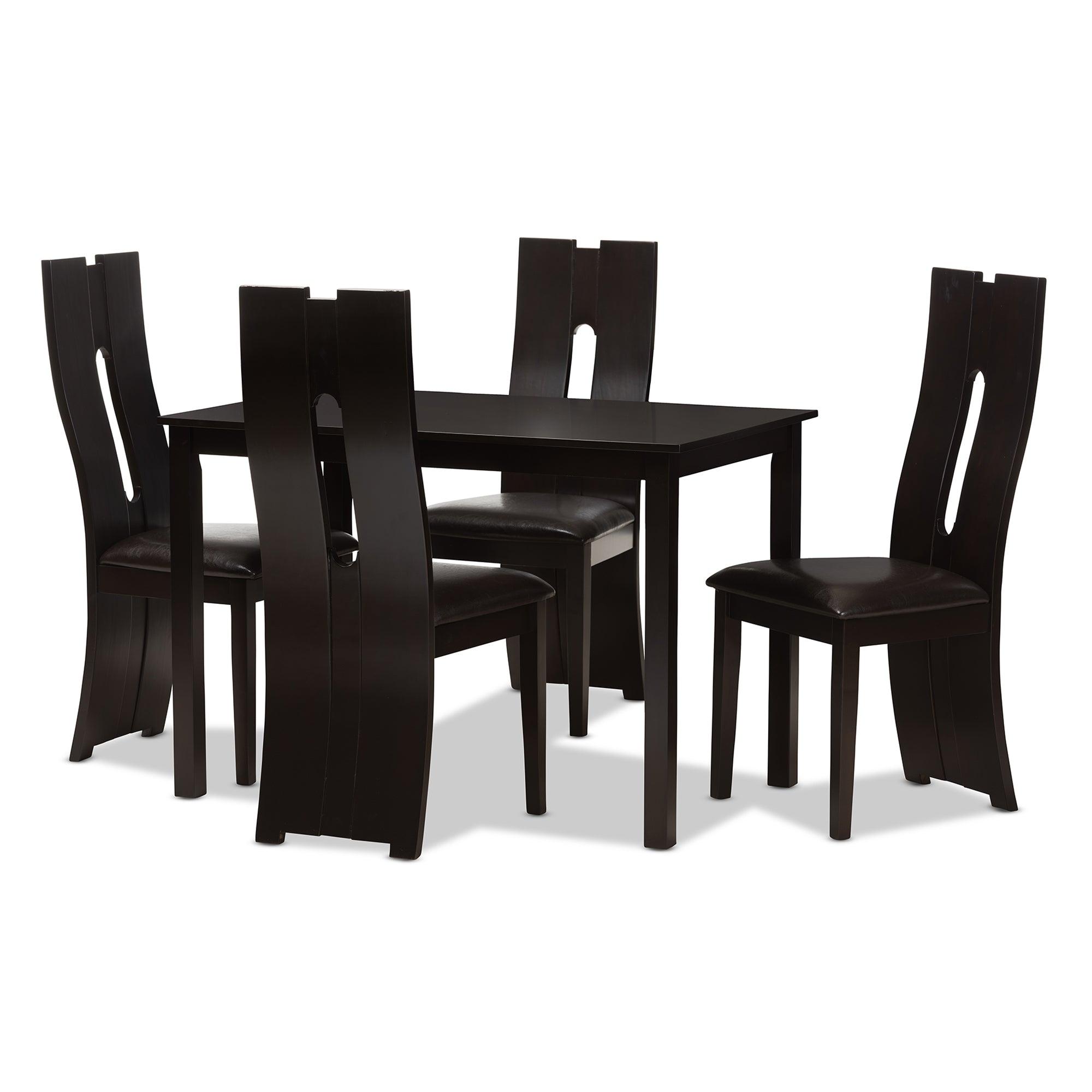 Alani Modern and Contemporary Faux Leather Upholstered 5-Piece Dining Set