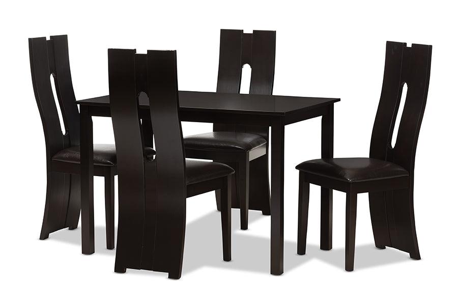 Alani Modern and Contemporary Faux Leather Upholstered 5-Piece Dining Set