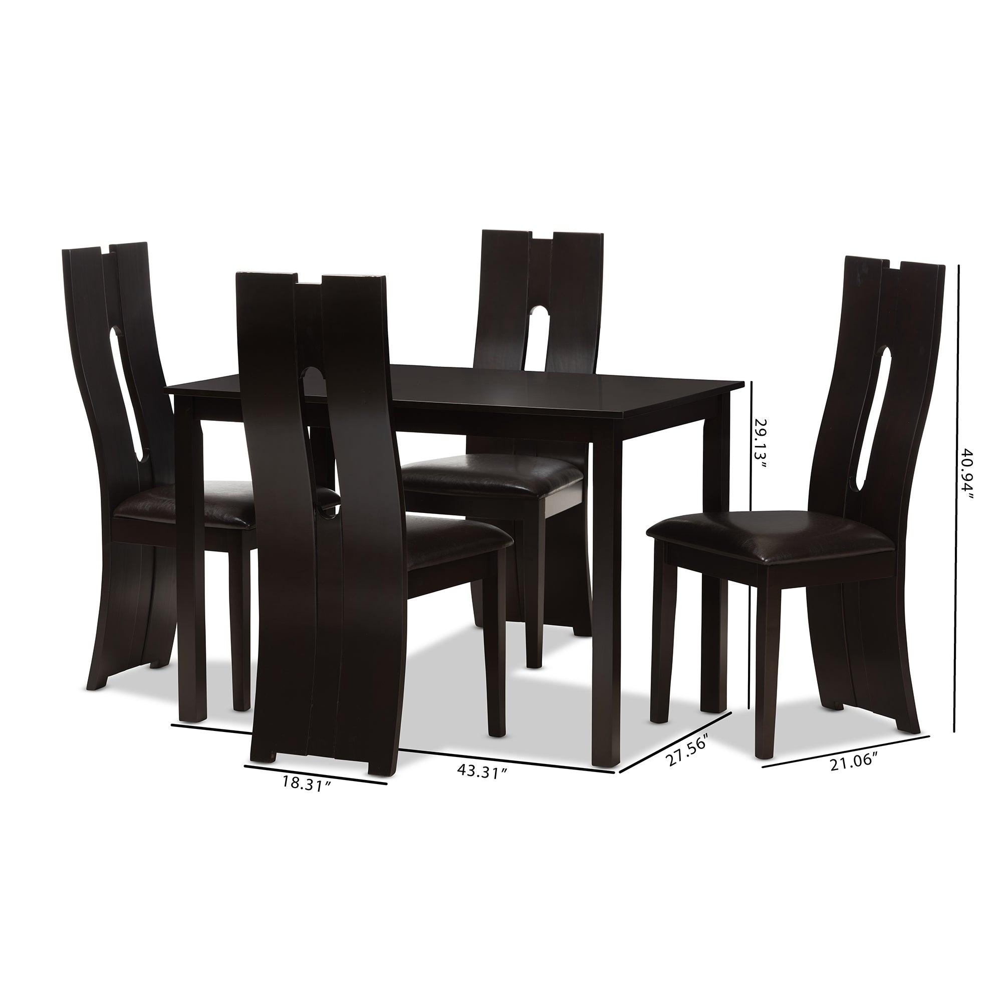 Alani Modern and Contemporary Faux Leather Upholstered 5-Piece Dining Set