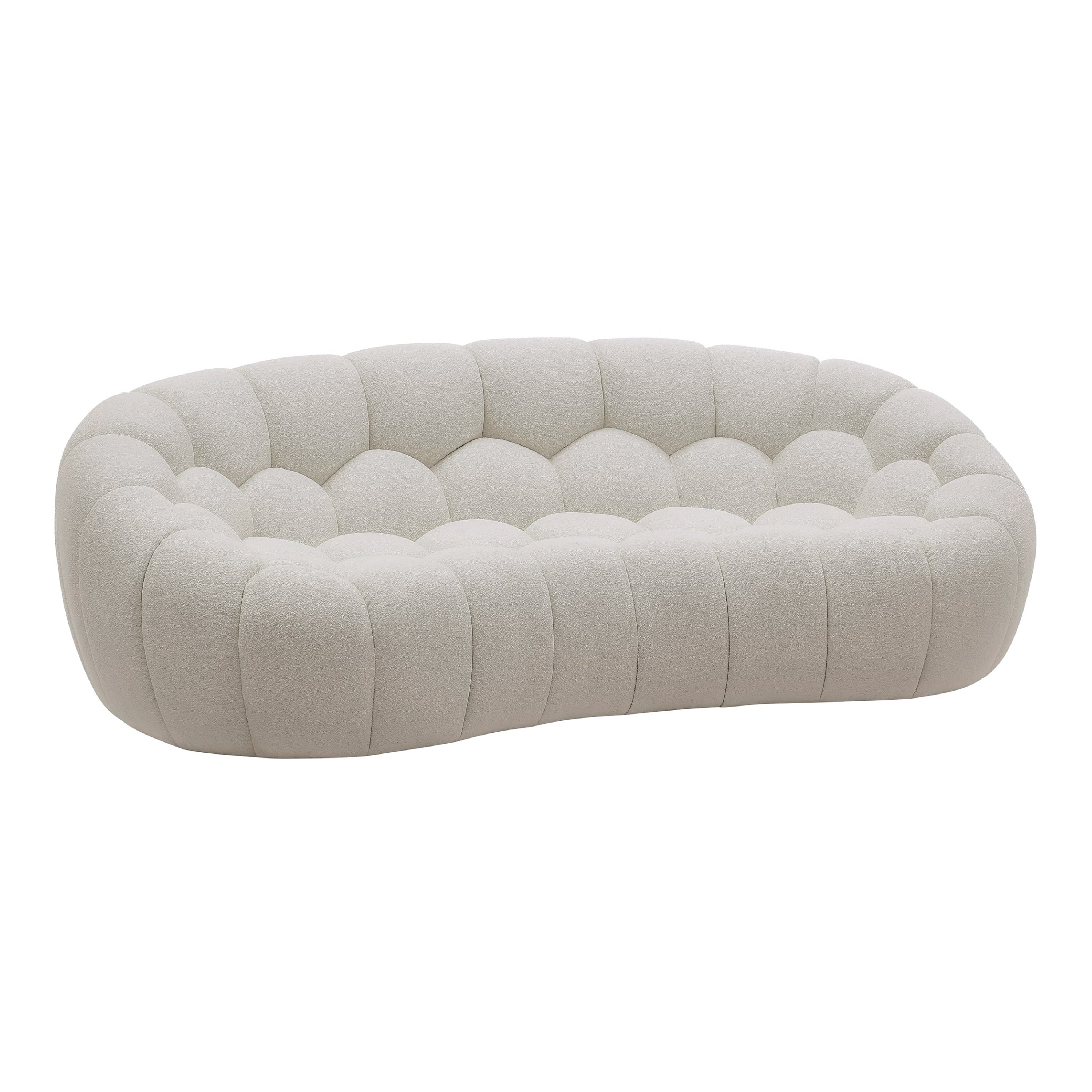 Yolonda Modern Curved Fabric Loveseat