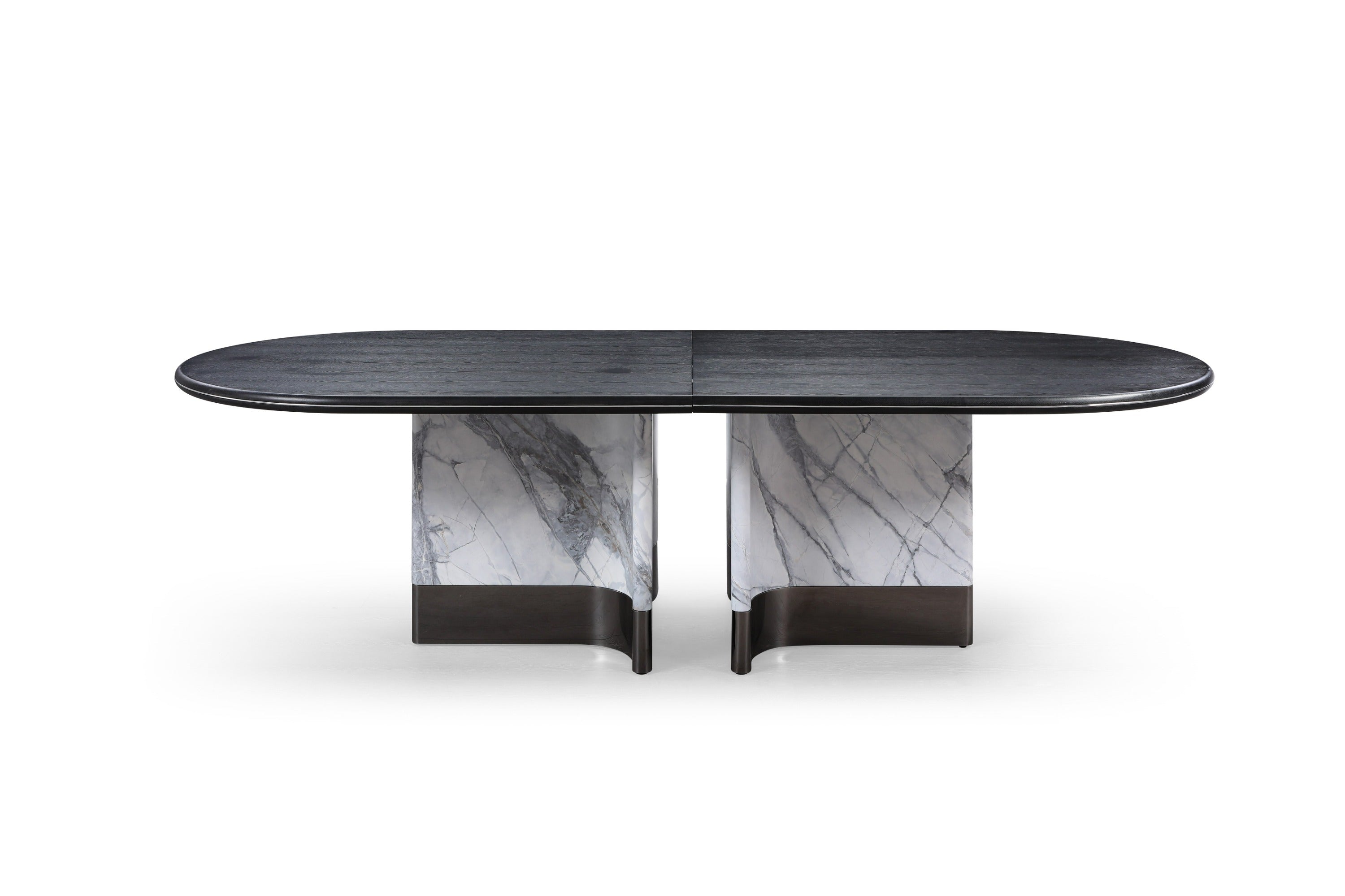 Modrest Renfew - Modern Oak + Faux Marble Oval Dining Table-Dining Table-VIG-Wall2Wall Furnishings