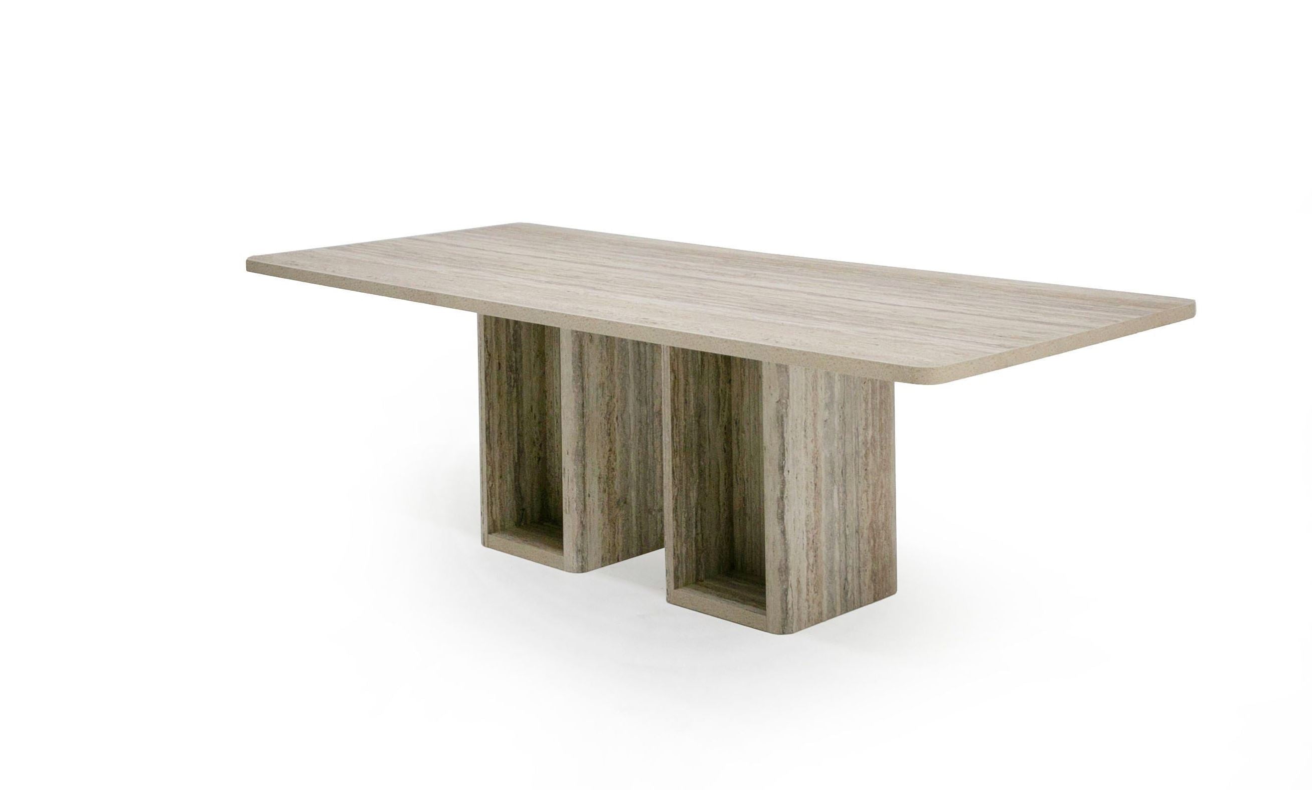 Roma Modern Travertine Rectangular Dining Table