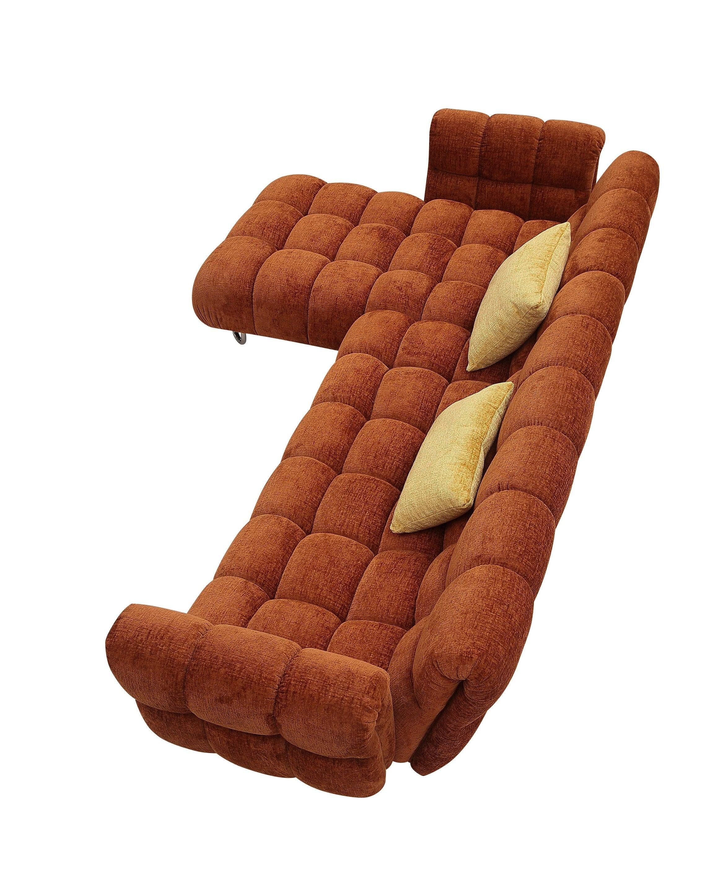 Jacinda Modern Burnt Fabric Left Facing Sectional Sofa and 2 Pillows
