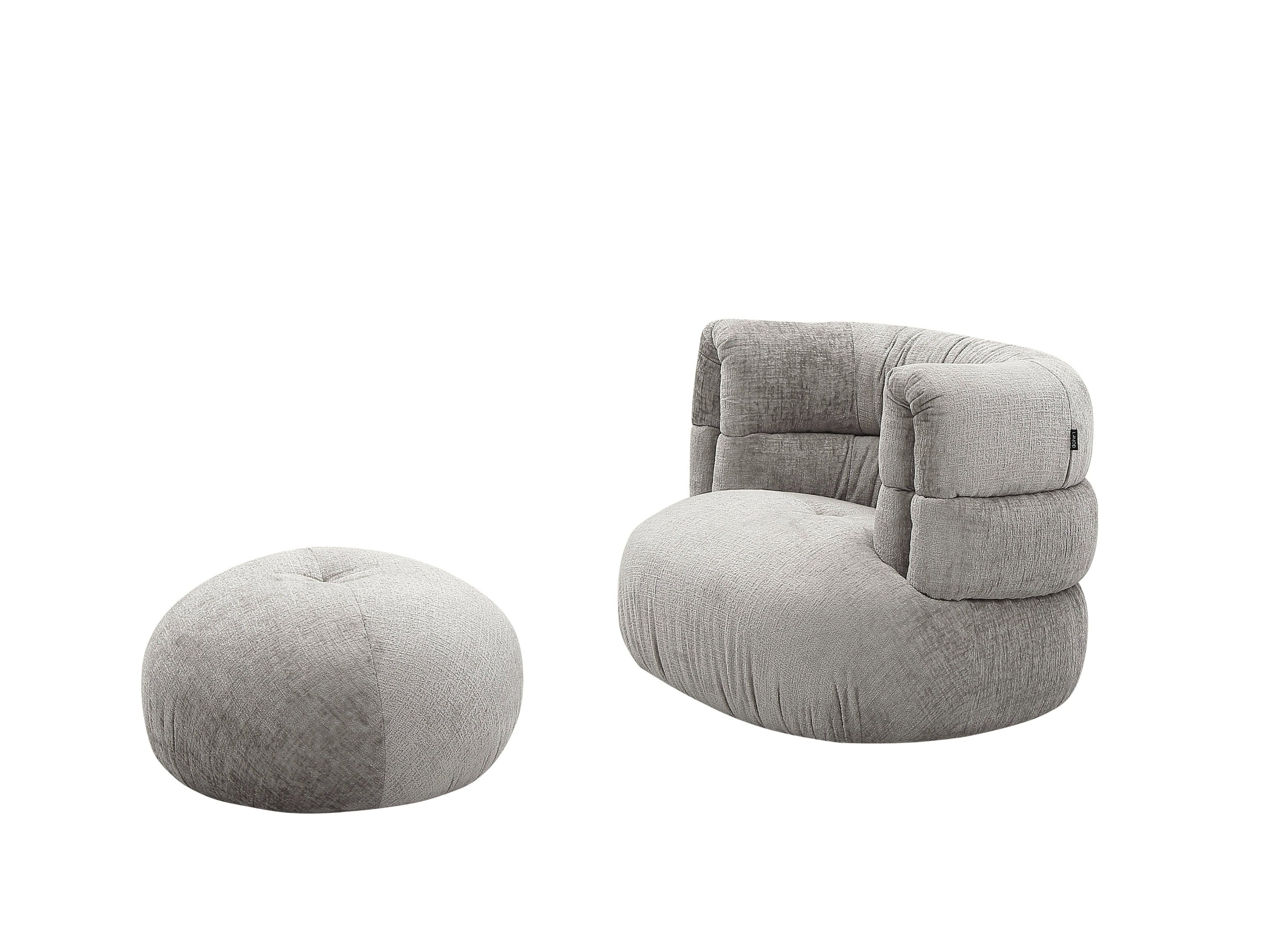 Divani Casa Shay - Modern Fabric Accent Chair + Ottoman-Accent Chair-VIG-Wall2Wall Furnishings