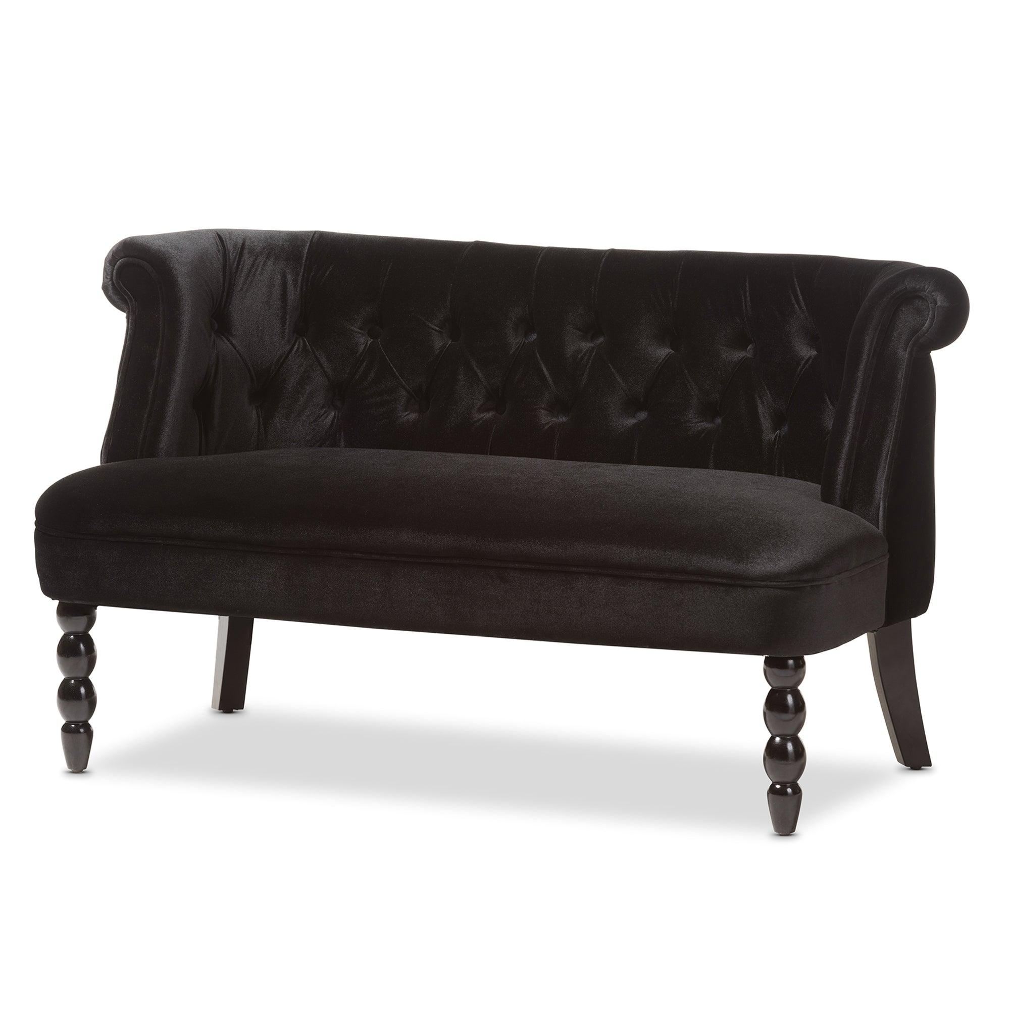 Flax Victorian Style Contemporary Velvet Fabric Upholstered 2-seater Loveseat