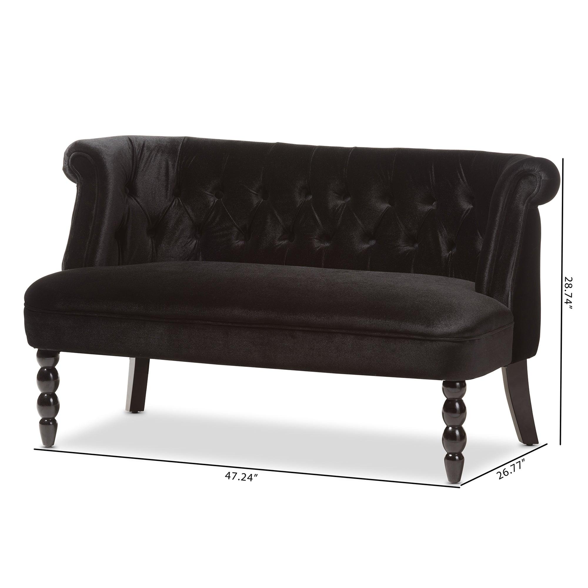 Flax Victorian Style Contemporary Velvet Fabric Upholstered 2-seater Loveseat