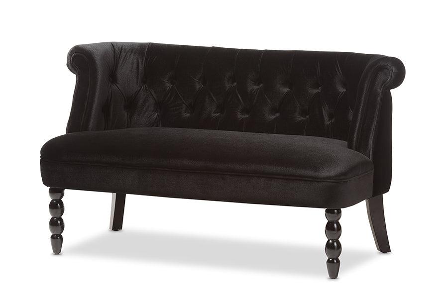 Flax Victorian Style Contemporary Velvet Fabric Upholstered 2-seater Loveseat