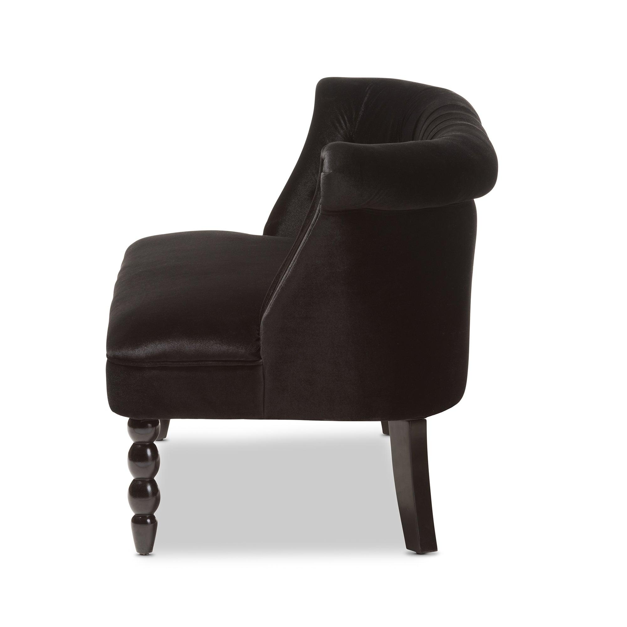 Flax Victorian Style Contemporary Velvet Fabric Upholstered 2-seater Loveseat