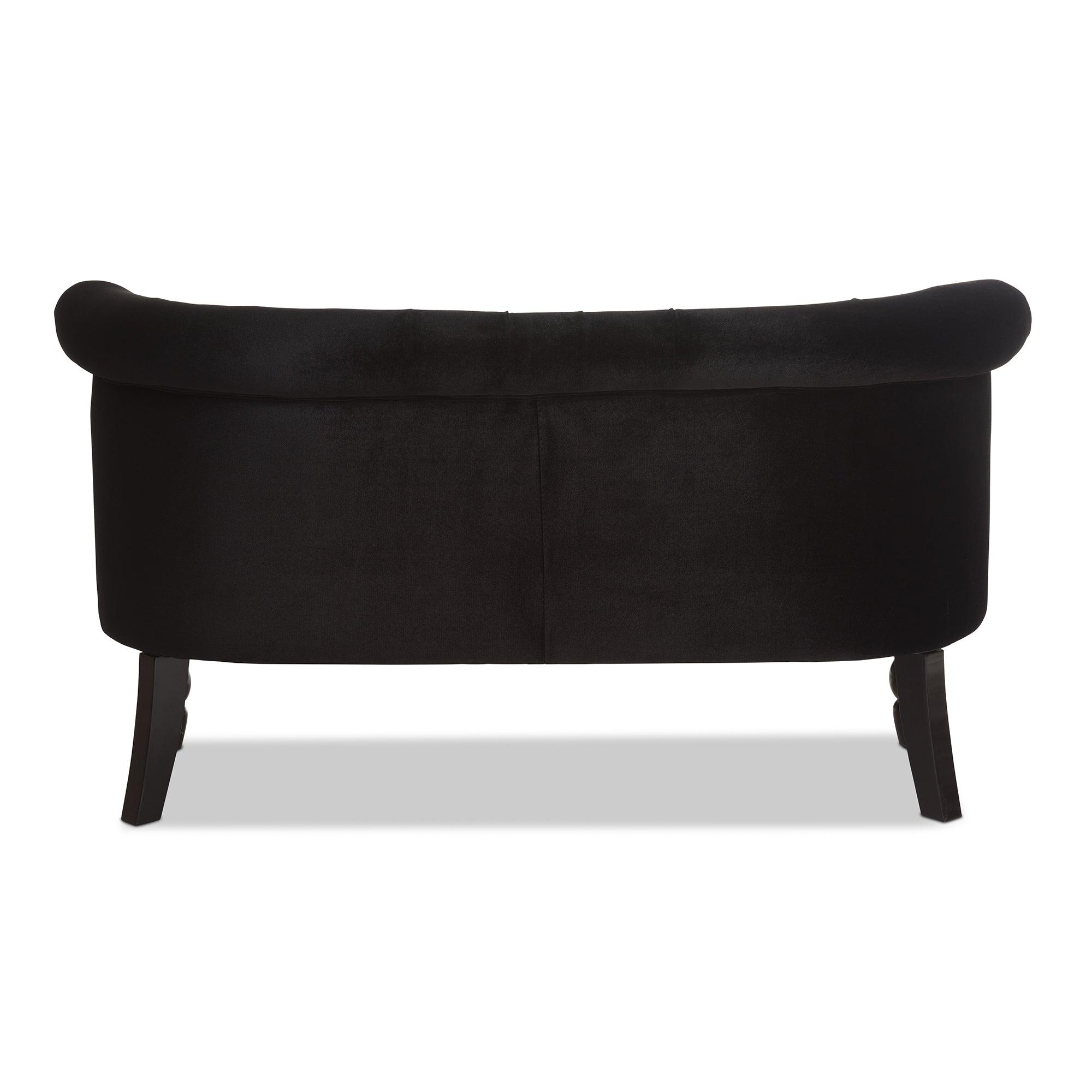 Flax Victorian Style Contemporary Velvet Fabric Upholstered 2-seater Loveseat