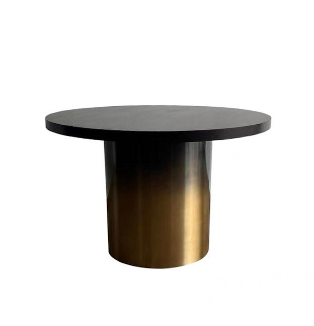 Modrest Elmira - Glam Ash + Gradient Stainless Steel Round Dining Table-Dining Table-VIG-Wall2Wall Furnishings