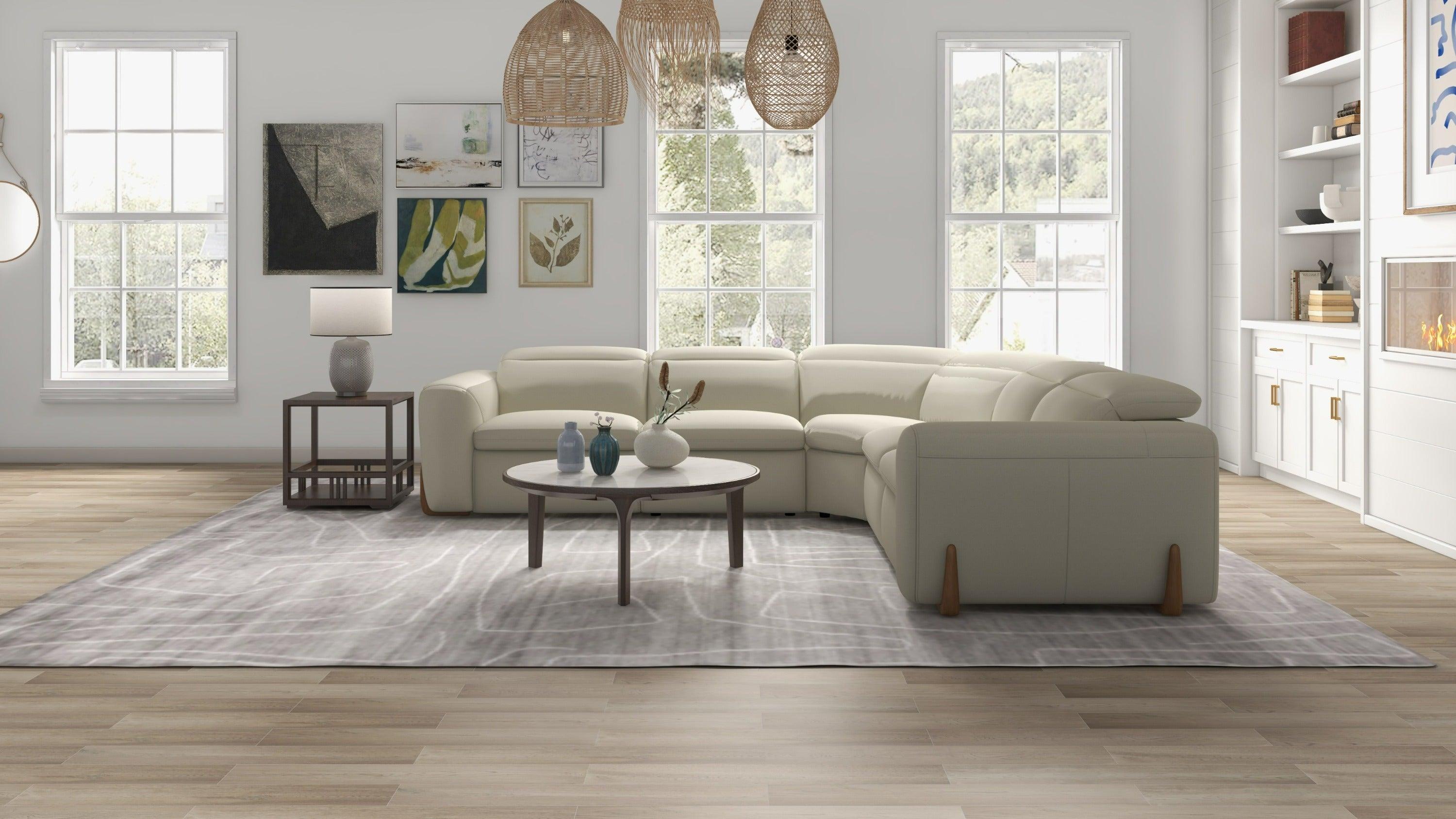 Divani Casa Conrad Modern Fabric Sectional With 3 Recliners