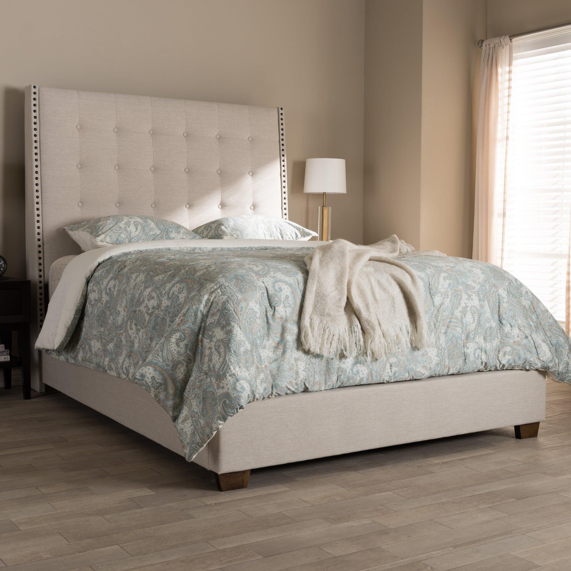 Georgette Modern and Contemporary Light Fabric Upholstered Bed