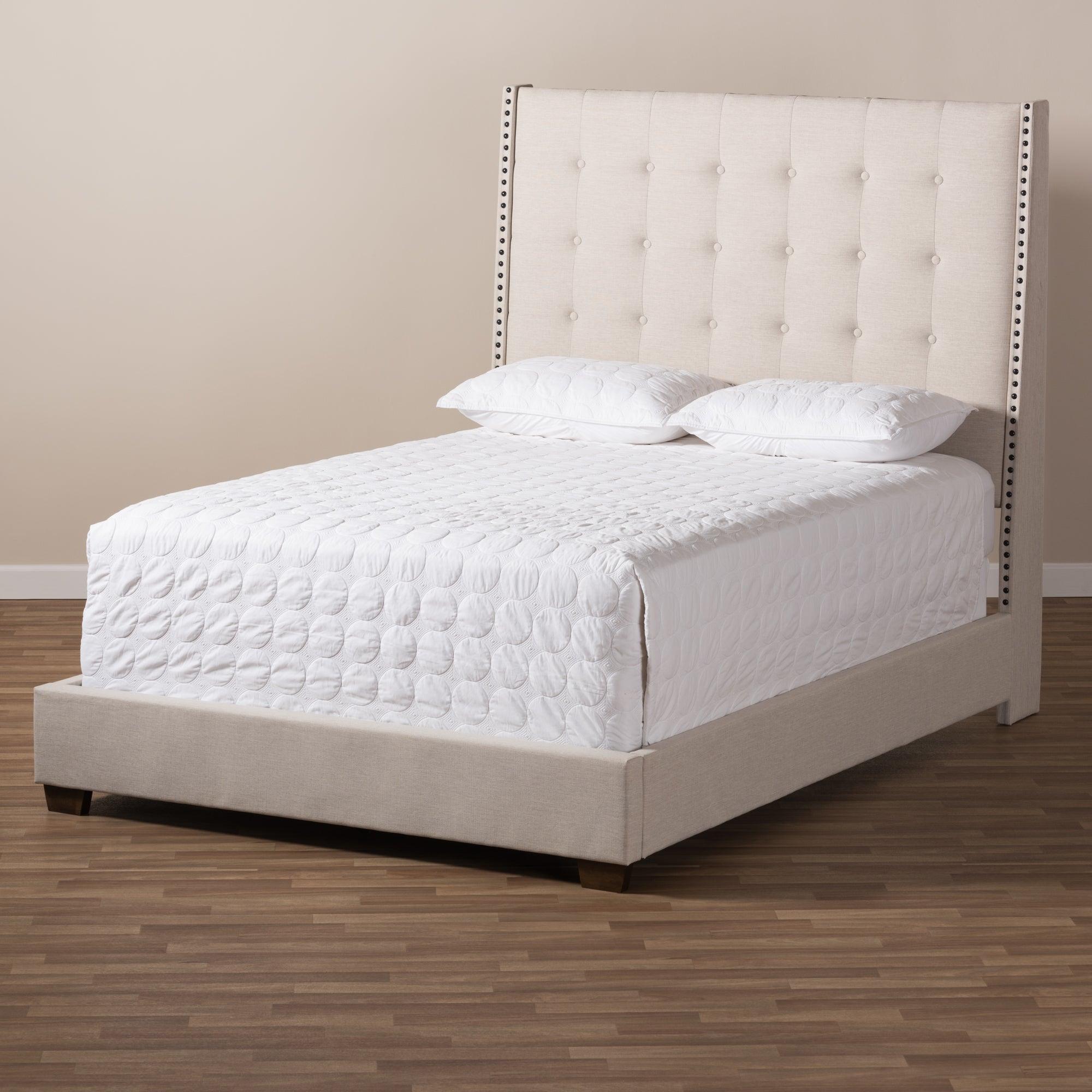 Georgette Modern and Contemporary Light Fabric Upholstered Bed