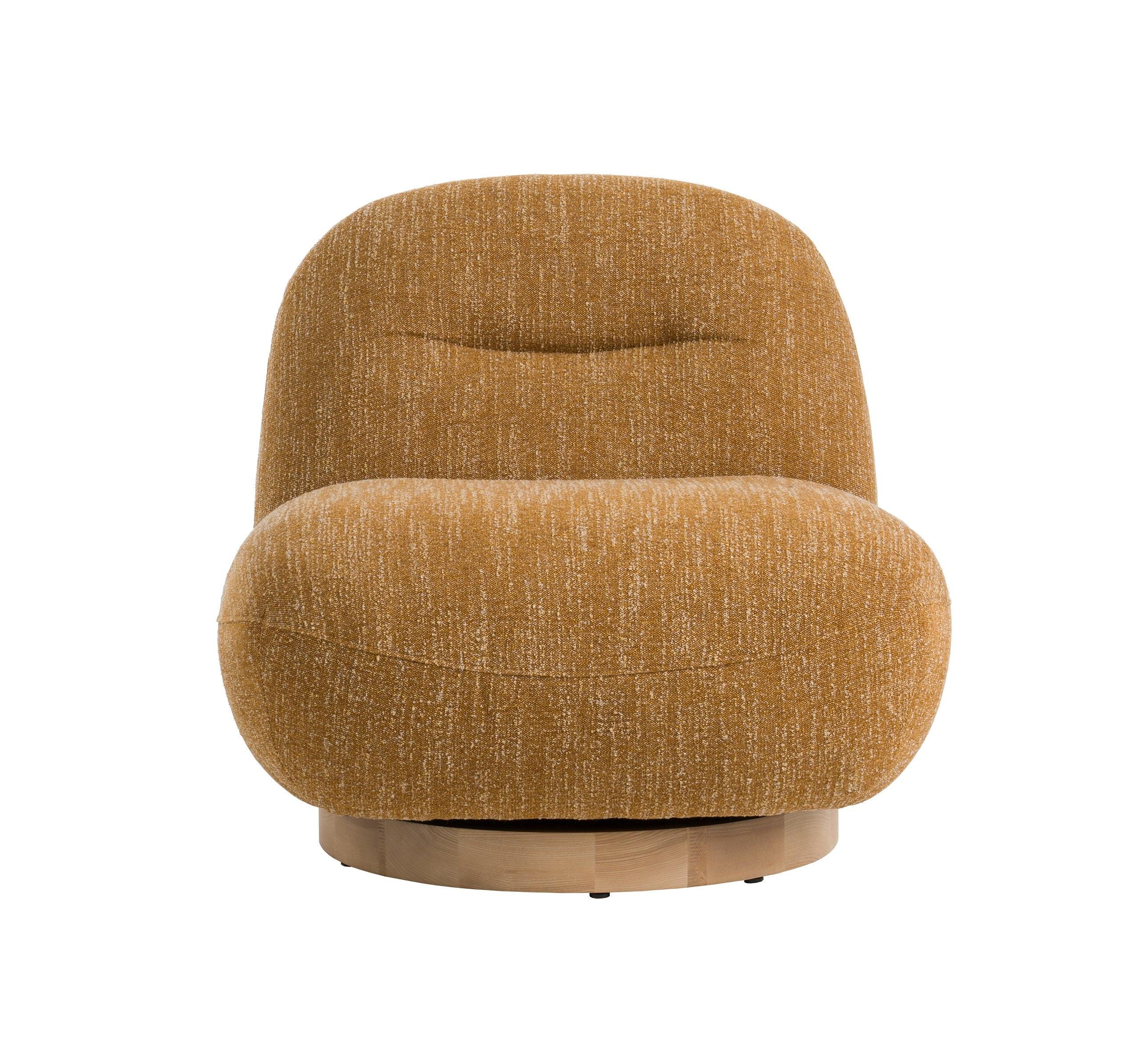 Modrest Renee Modern Mustard Fabric Swivel Accent Chair
