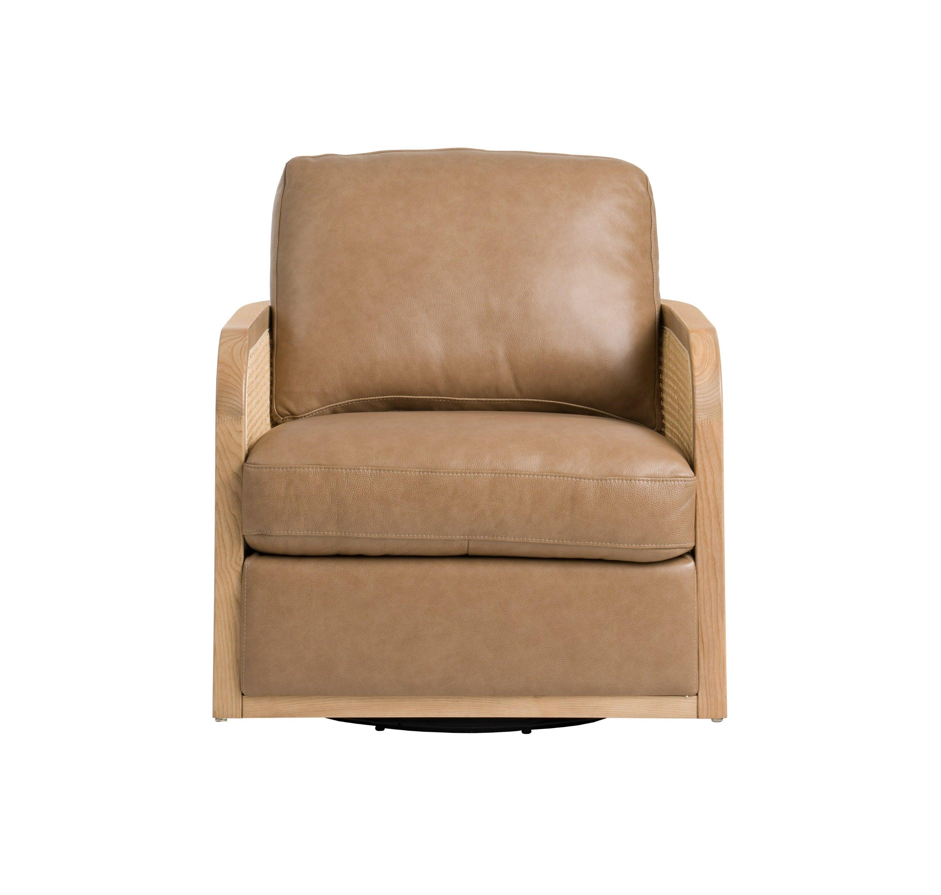 Divani Casa Danson Modern Leather Wicker Swivel Accent Chair