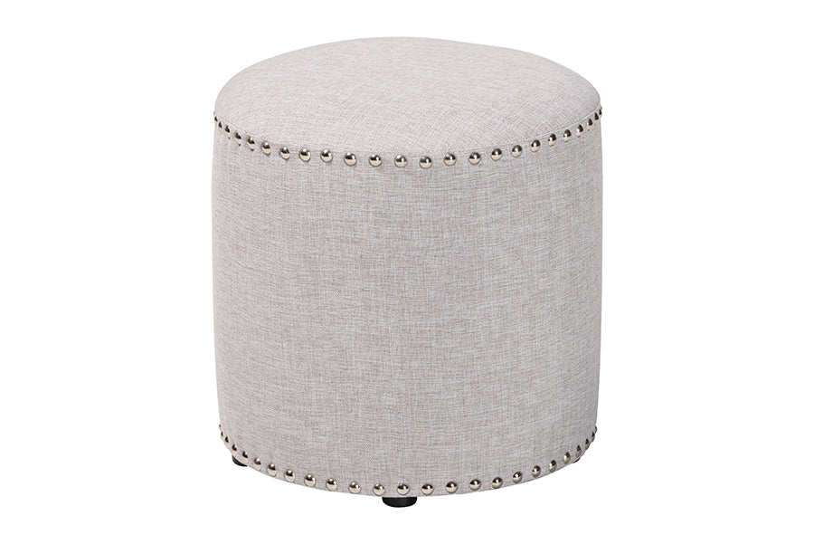 Rosine Modern and Contemporary Fabric Upholstered Nail Trim Ottoman