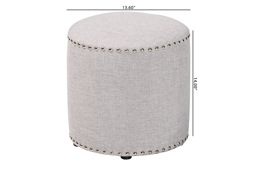 Rosine Modern and Contemporary Fabric Upholstered Nail Trim Ottoman