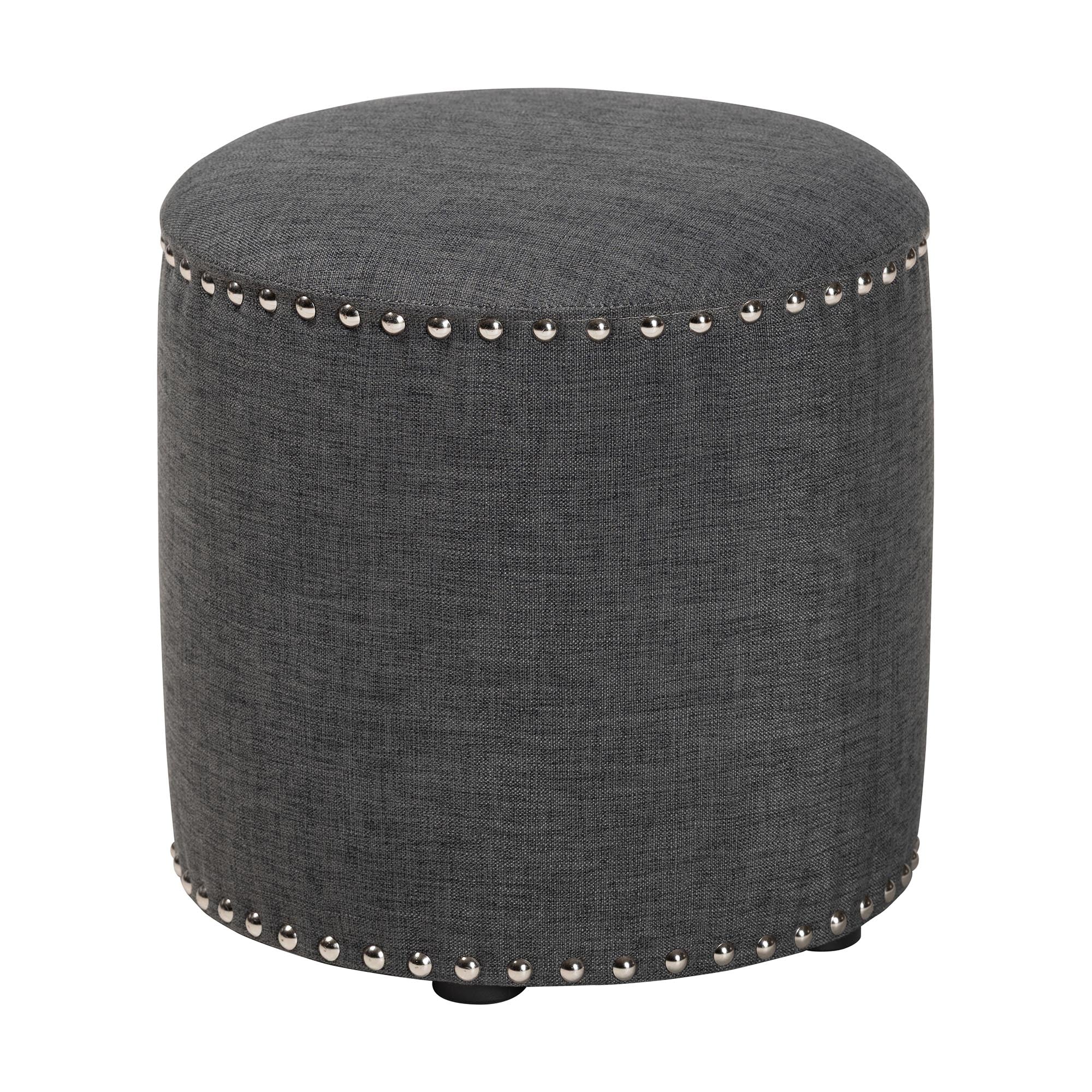 Rosine Modern and Contemporary Fabric Upholstered Nail Trim Ottoman